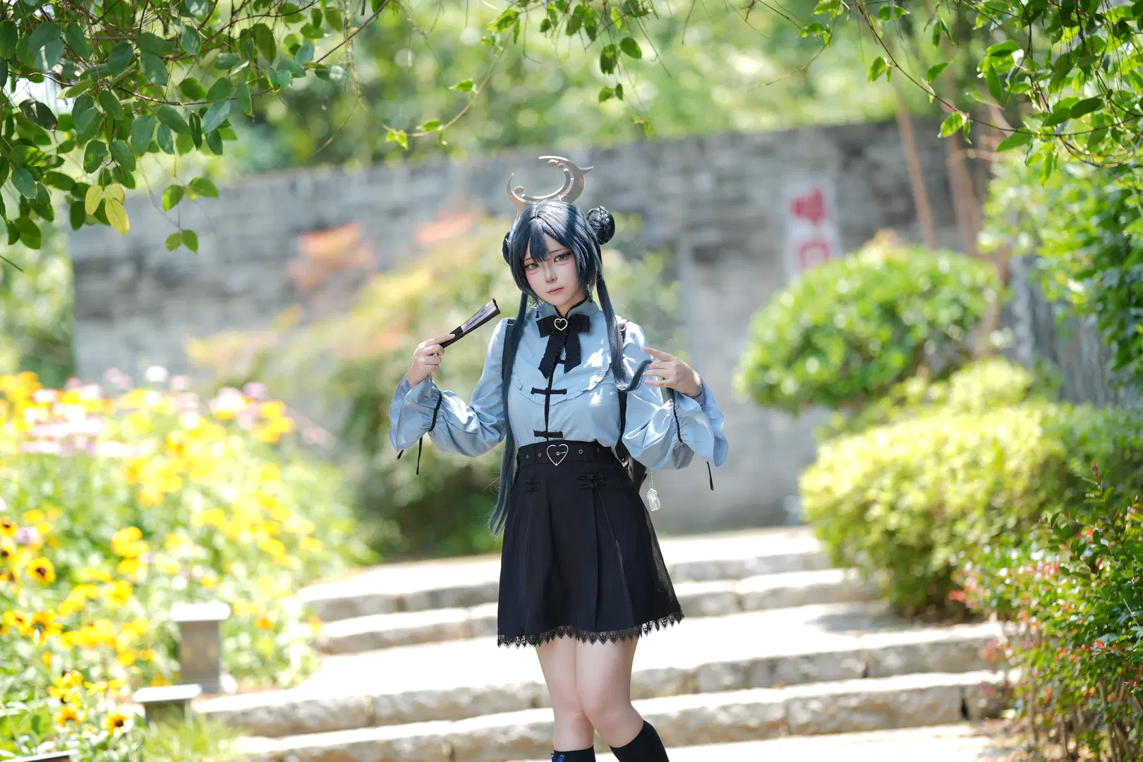 【龍華妃咲cos】蔚藍檔案私設制服與摺扇的戶外記錄 - 酒精灯Kana - 第8張
