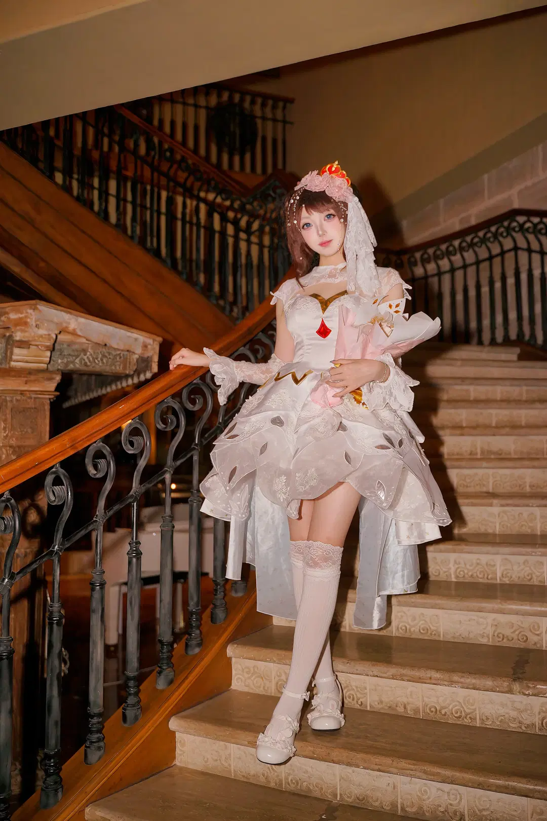 オナー・オブ・キングス 小喬「純白の花嫁」コスプレ レトロな洋館で紡ぐロマンティックな記録 - 糖小夕 - 10枚目