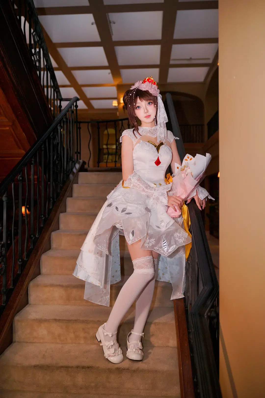 オナー・オブ・キングス 小喬「純白の花嫁」コスプレ レトロな洋館で紡ぐロマンティックな記録 - 糖小夕 - 14枚目