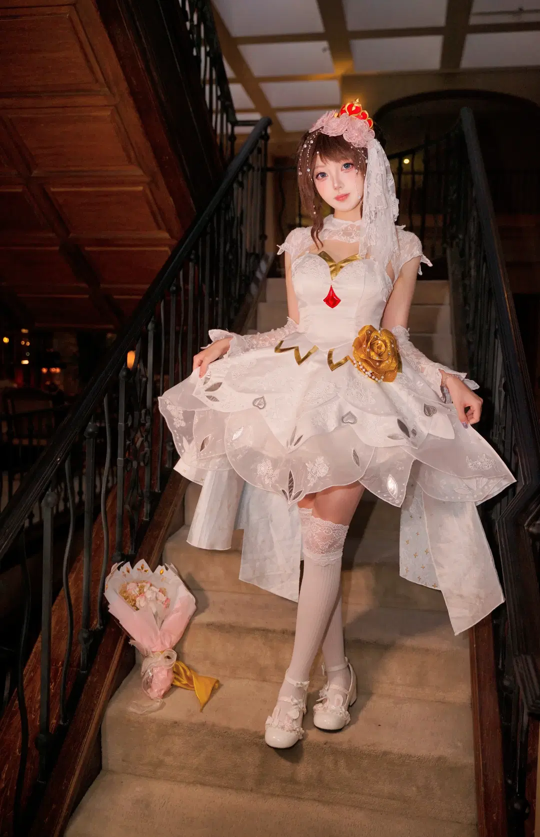 オナー・オブ・キングス 小喬「純白の花嫁」コスプレ レトロな洋館で紡ぐロマンティックな記録 - 糖小夕 - 15枚目