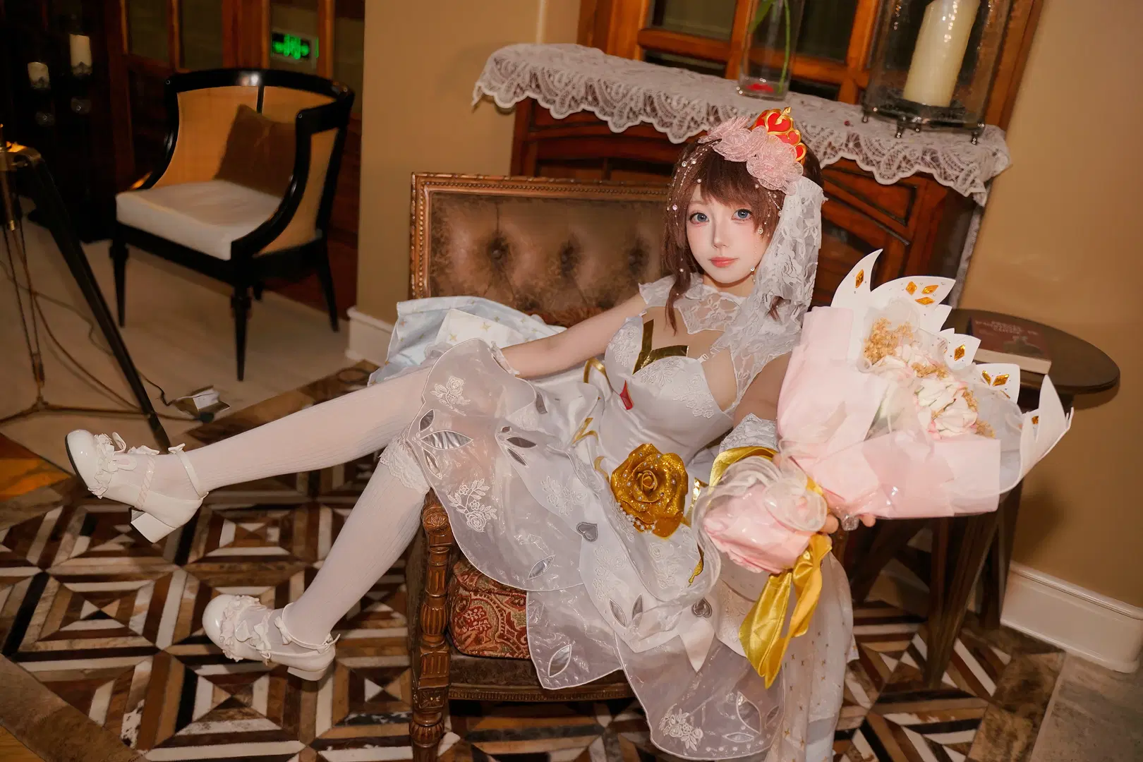 コスプレ写真, オナー・オブ・キングス, 純白の花嫁, 白ストッキング, 小喬コスプレ
