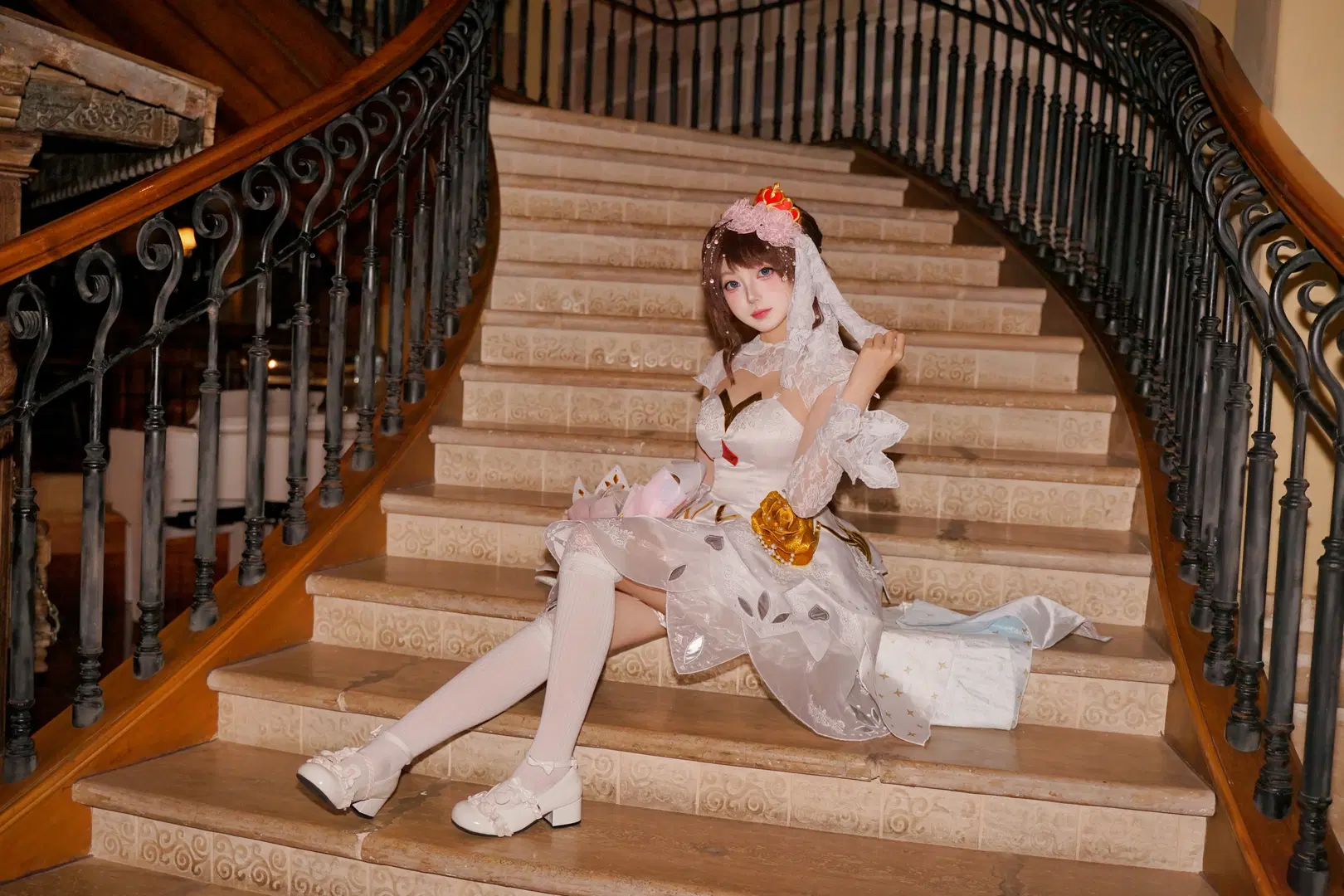 オナー・オブ・キングス 小喬「純白の花嫁」コスプレ レトロな洋館で紡ぐロマンティックな記録 - 糖小夕 - 8枚目