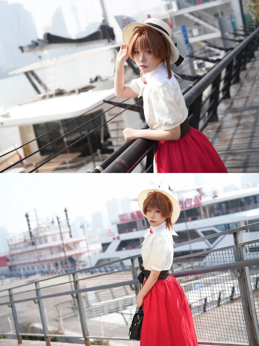 【木之本桜 コスプレ】『カードキャプターさくら』名作日常服、川辺の桟橋にそよぐ風と温かな陽光 - 全世界都听小柚的话 - 3枚目