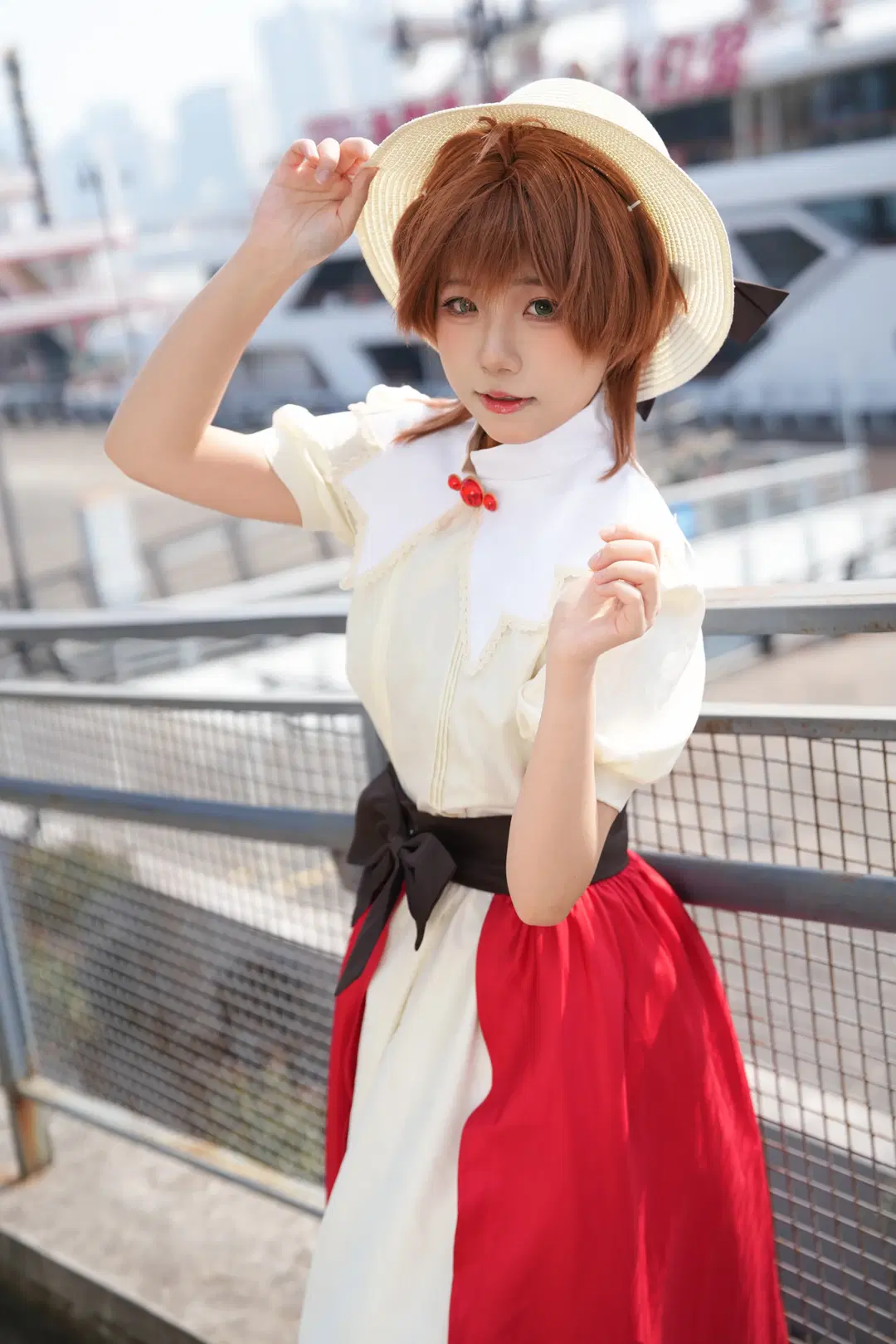 【木之本桜 コスプレ】『カードキャプターさくら』名作日常服、川辺の桟橋にそよぐ風と温かな陽光 - 全世界都听小柚的话 - 7枚目