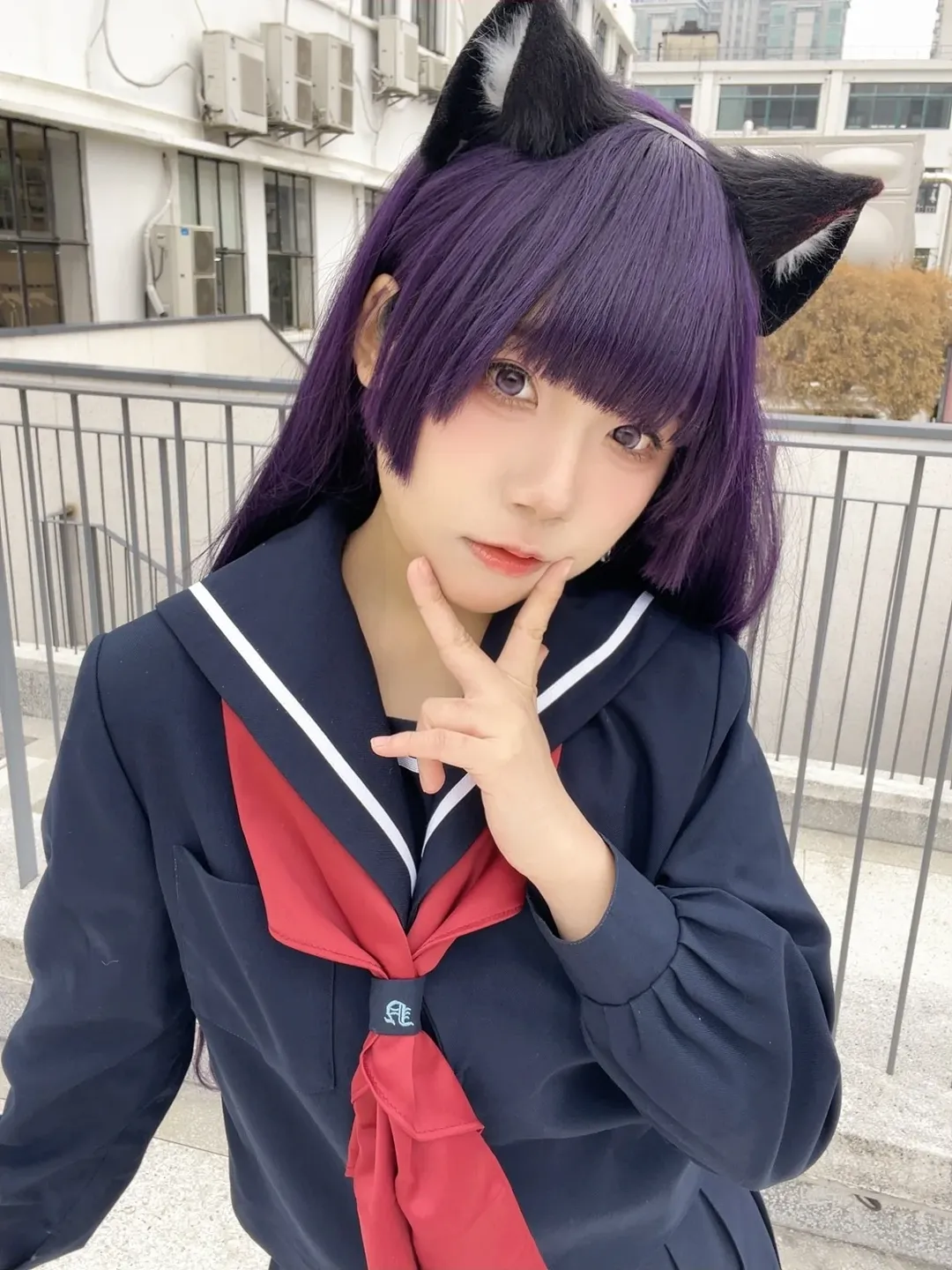 五更琉璃cos, 二次元cosplay, jk制服, 我的妹妹哪有这么可爱, 紫发猫耳 - 第1张