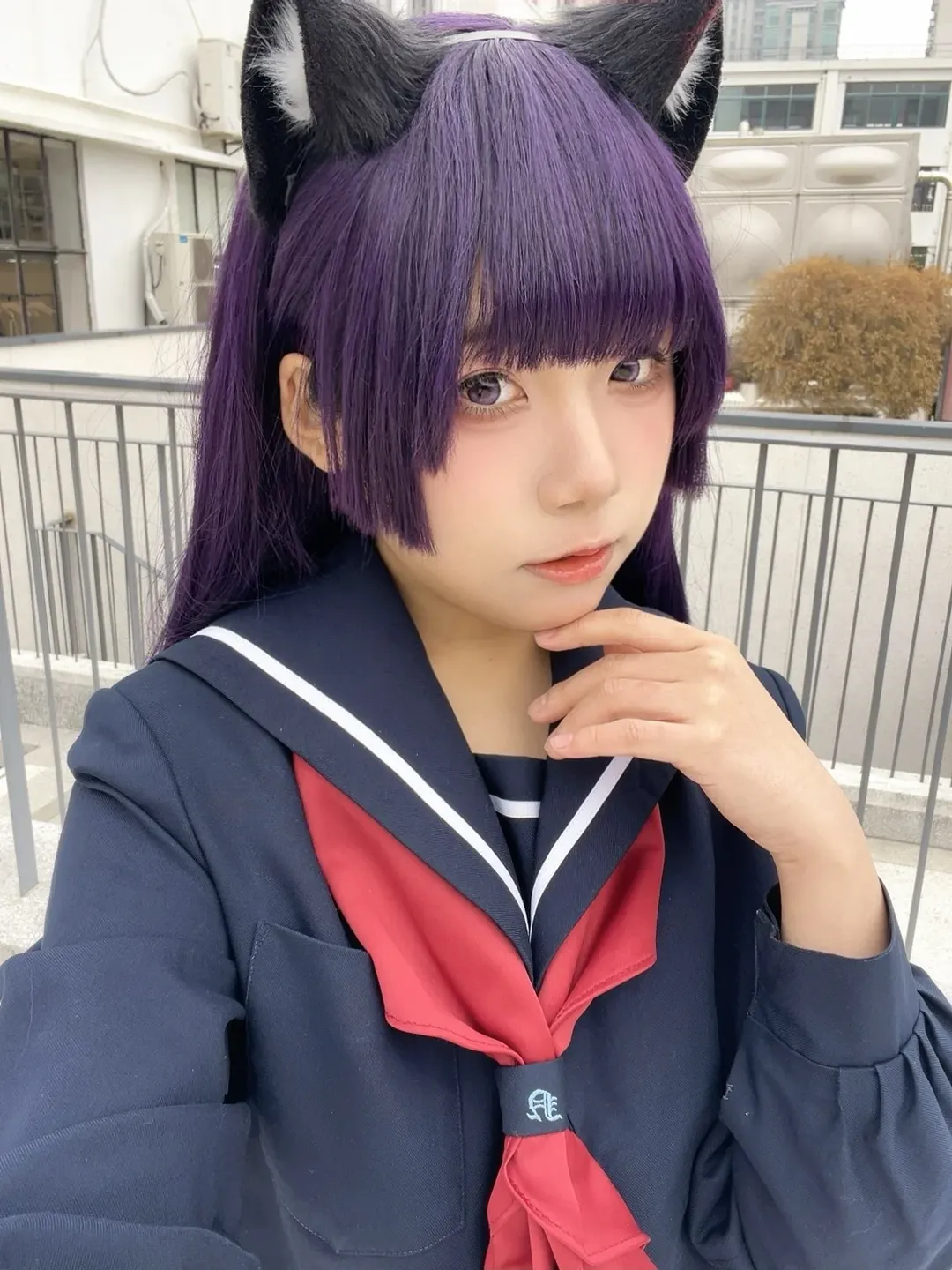 五更琉璃cos, 二次元cosplay, jk制服, 我的妹妹哪有这么可爱, 紫发猫耳 - 第3张