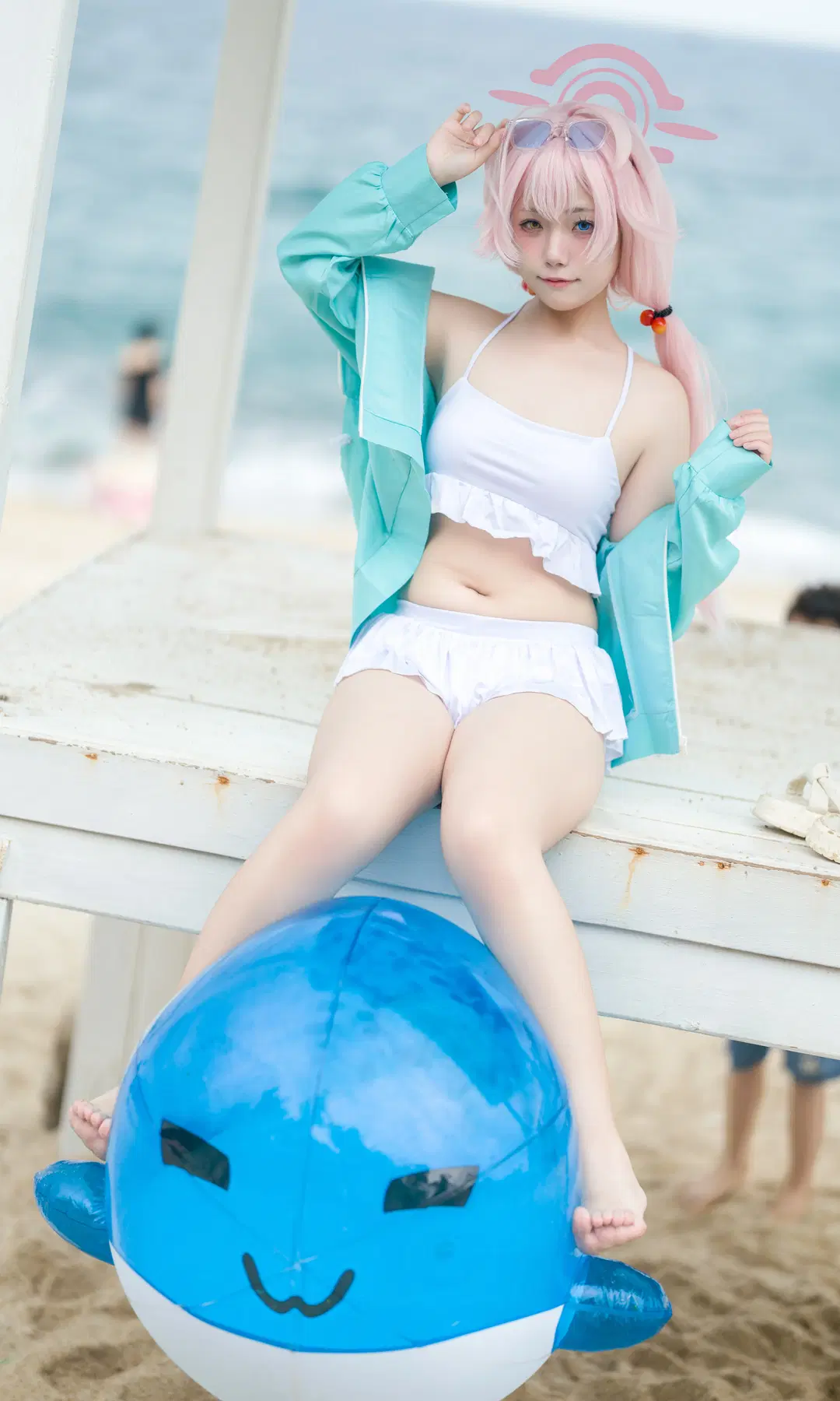 蔚蓝档案, 泳装cos, 小鸟游星野cos, 萌妹, 夏日海滩
