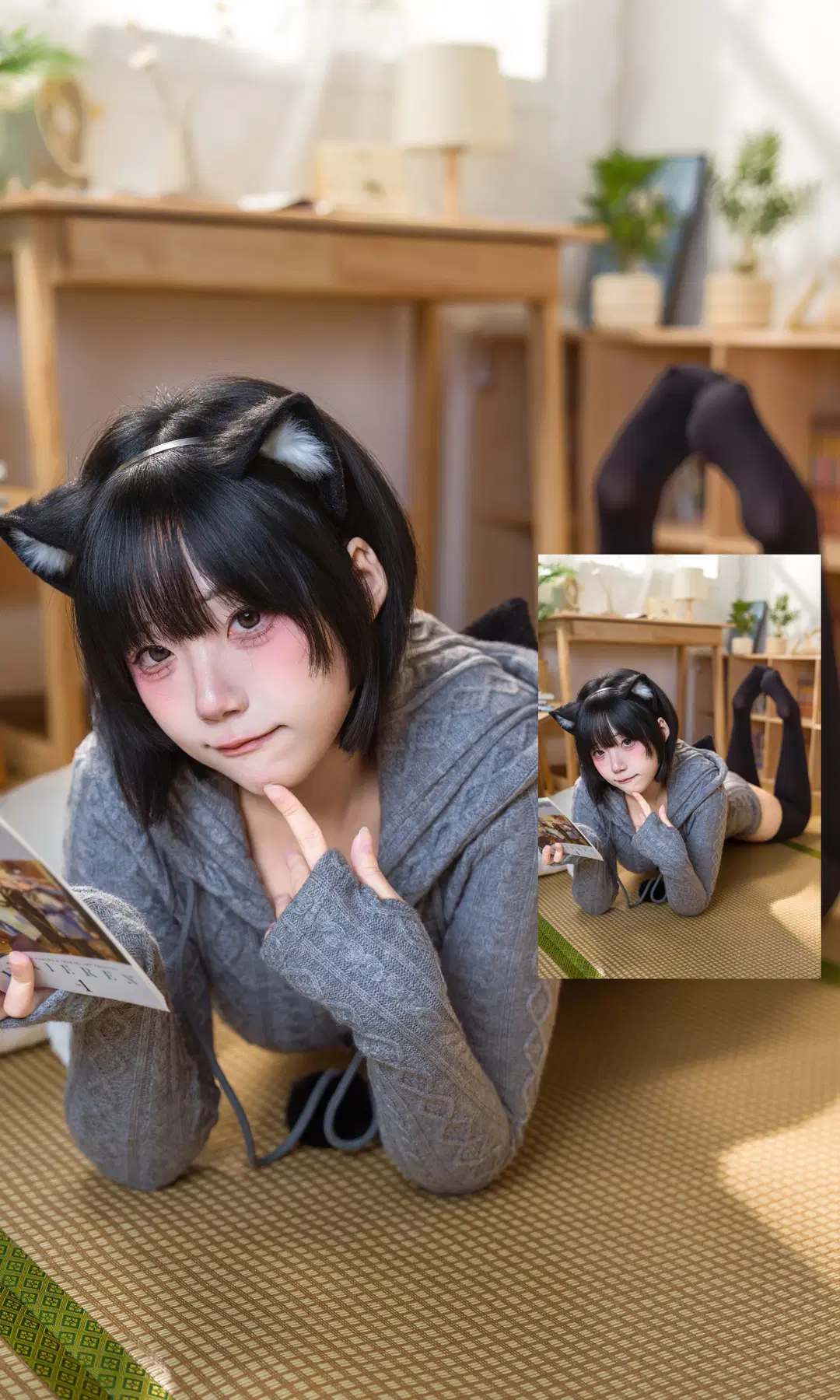 猫耳, 萌妹, 人像摄影, 丝袜, 连体衣
