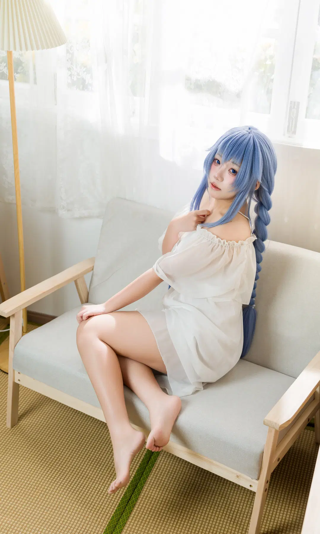 室内写真, 洛琪希cos, 无职转生, 萌妹cos, 蓝发双麻花