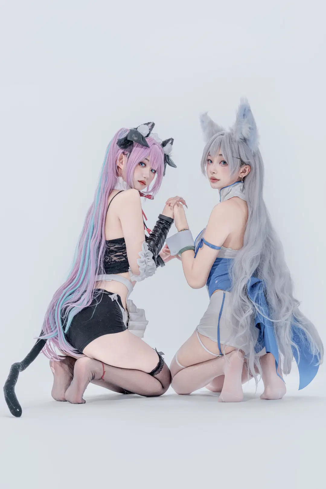 二次元cosplay, 信浓cos, 白丝黑丝, 双人写真, 帕萨迪纳cos