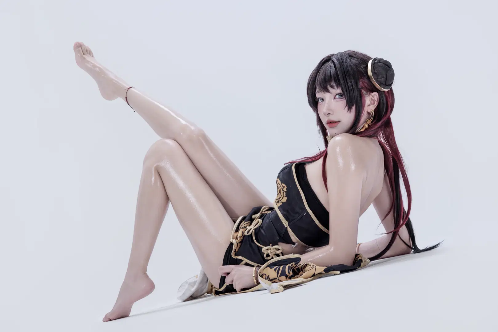 二次元コスプレ, チャイナドレス コスプレ, 勝利の女神：NIKKE, 白ホリ撮影, 牡丹コスプレ