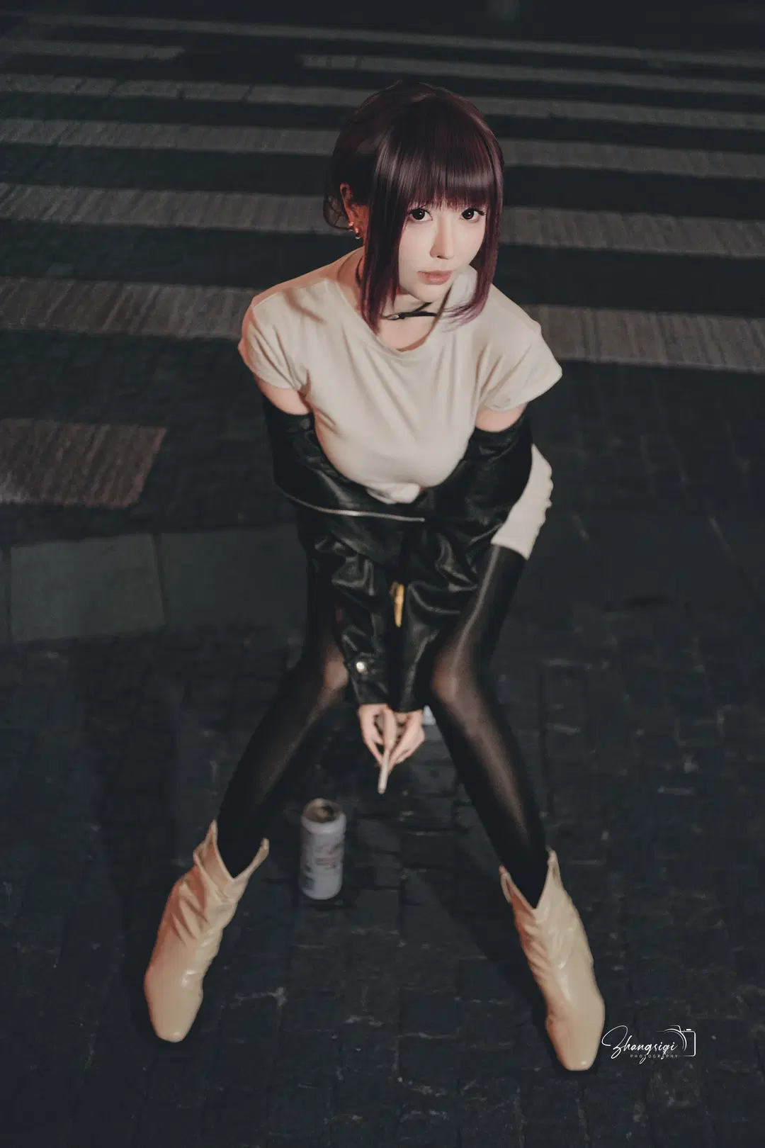 二次元, cosplay, 黑丝, 山田小姐cos, 夜景街拍