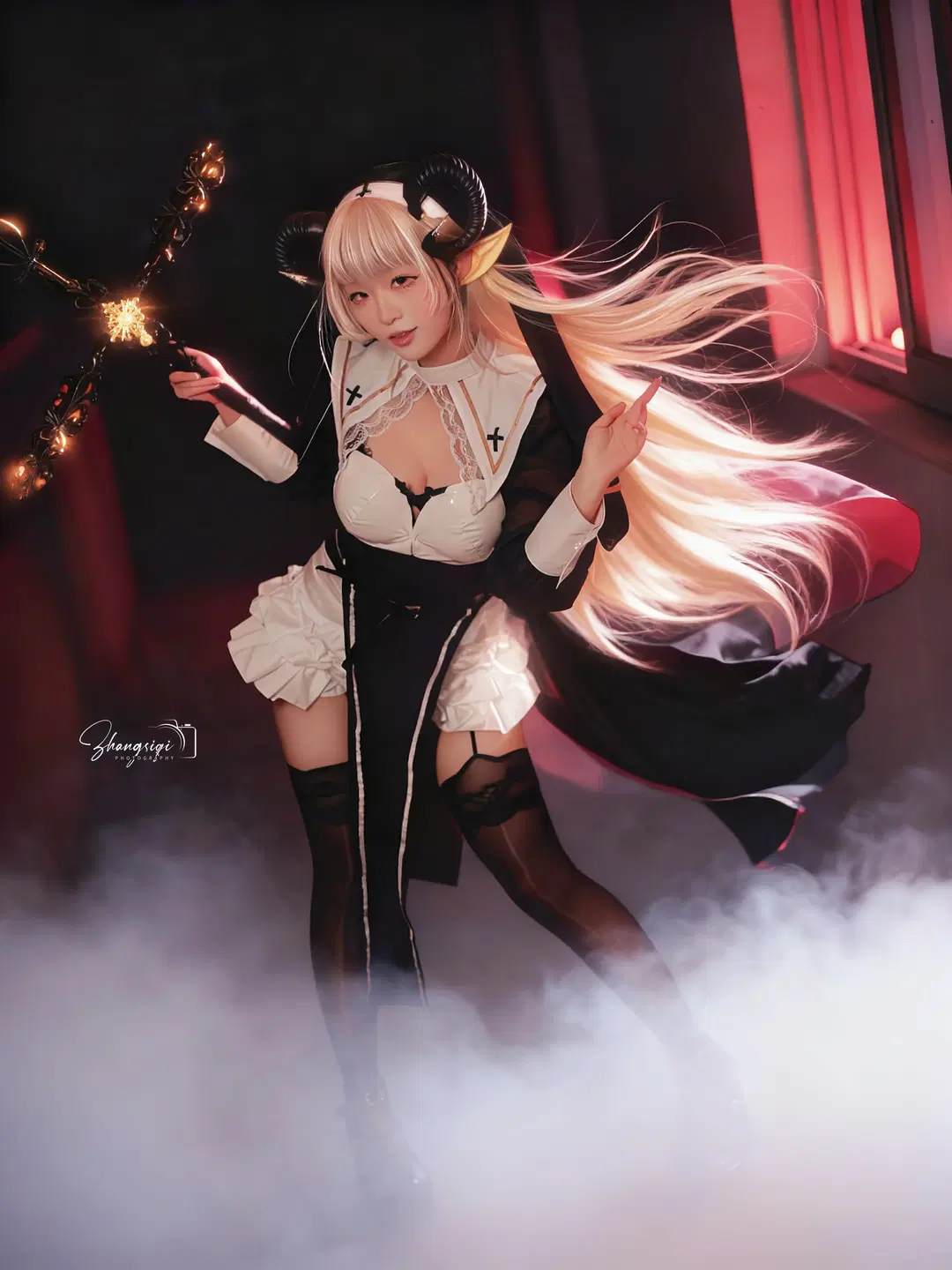 【地狱的吹雪cos】暗黑魔女降临废弃学校，氛围感拉满 - 坏坏孩子琦 - 第2张