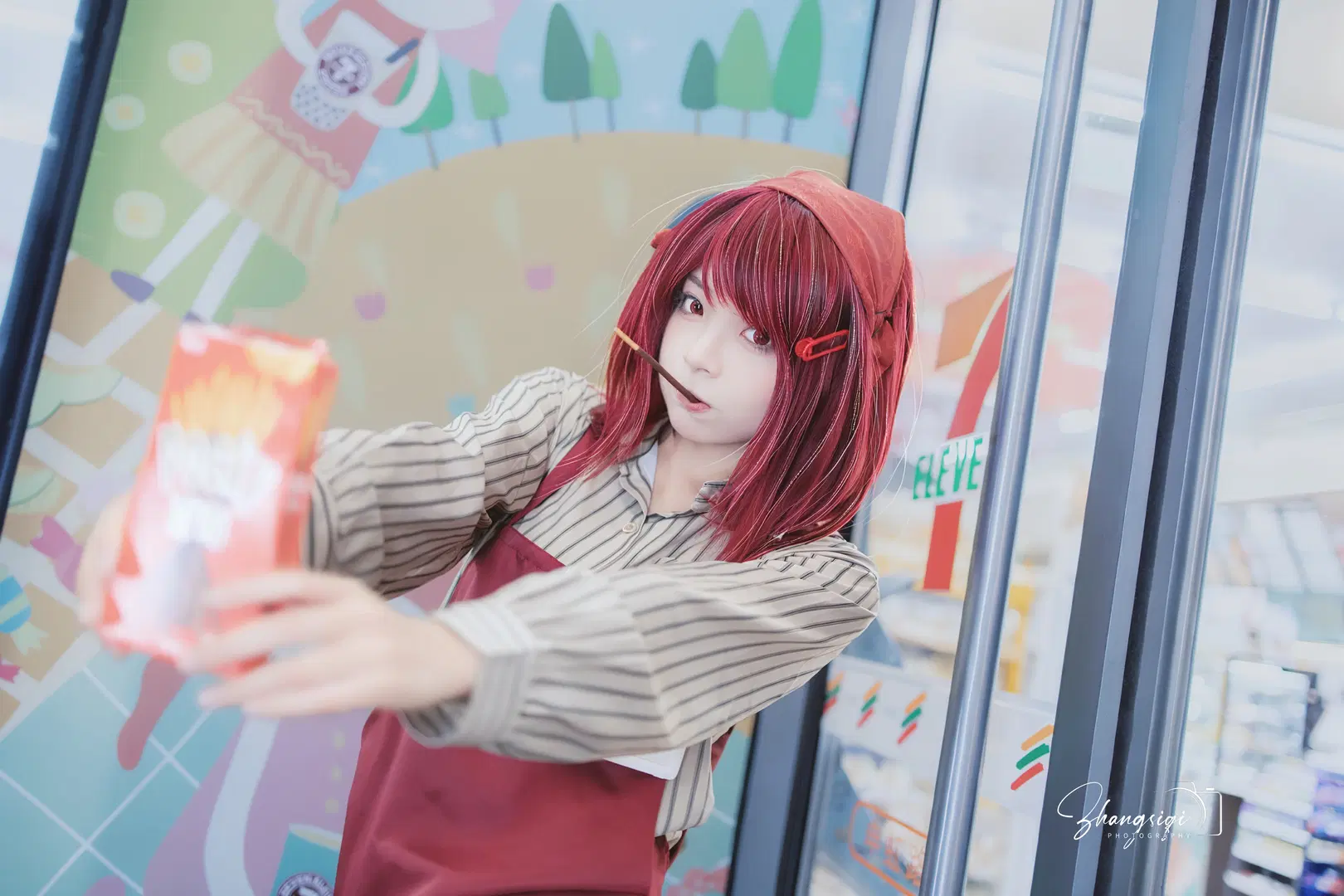 山田さんコスプレ コンビニ裏口の生活感と黒スト制服 - 坏坏孩子琦 - 2枚目