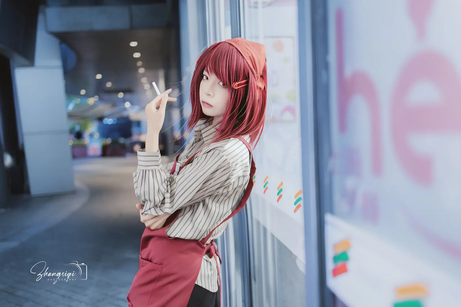山田さんコスプレ コンビニ裏口の生活感と黒スト制服 - 坏坏孩子琦 - 6枚目