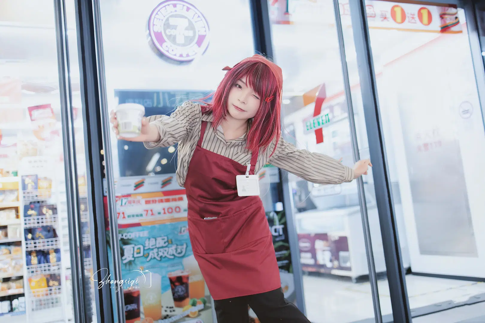 山田さんコスプレ コンビニ裏口の生活感と黒スト制服 - 坏坏孩子琦 - 9枚目