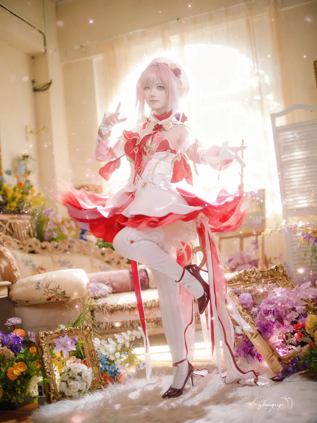 爱莉希雅cos, 崩坏3, 二次元少女, 白丝, 摄影约拍