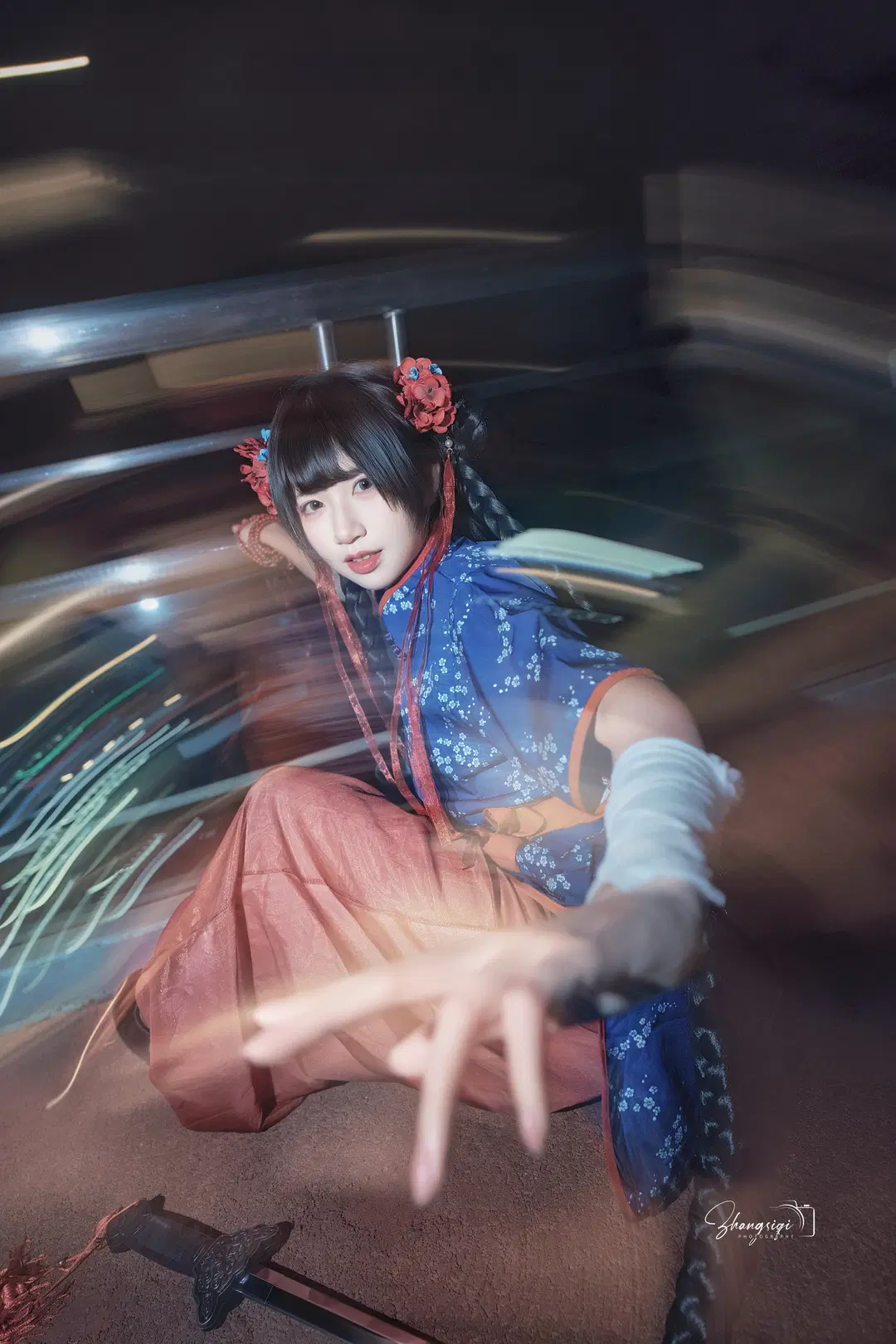 夜光に浮かぶ中華娘の武侠写真 - 坏坏孩子琦 - 2枚目