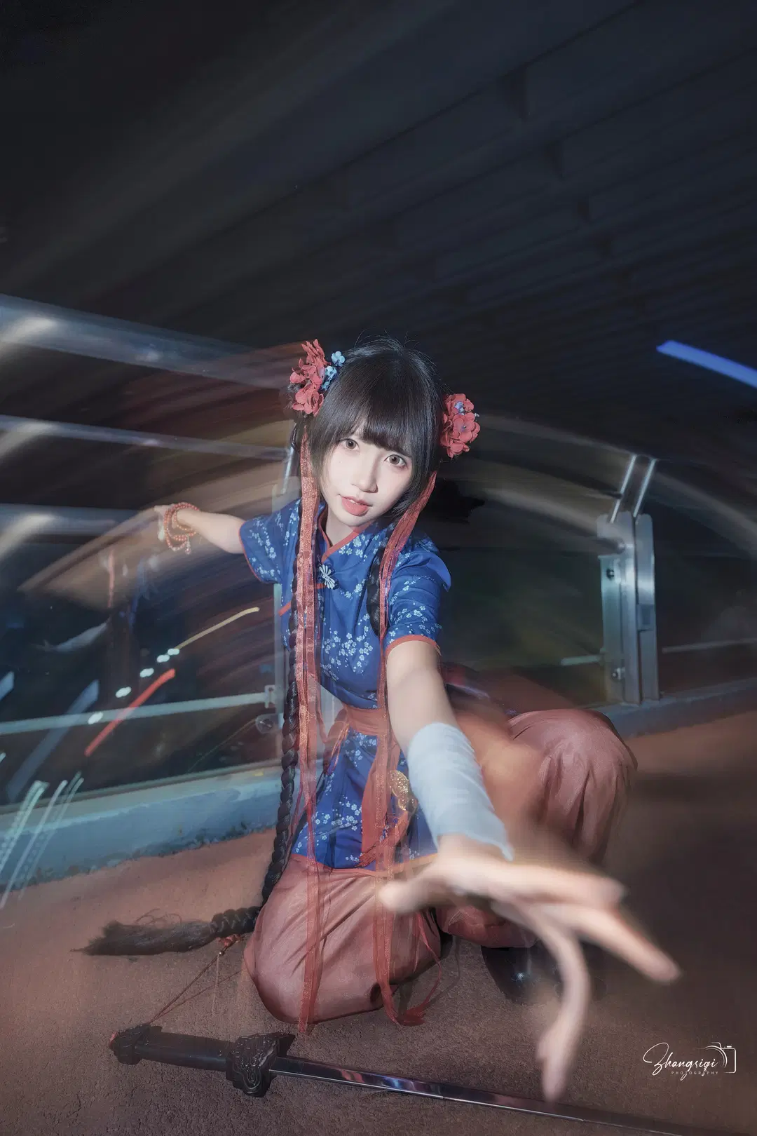 夜光に浮かぶ中華娘の武侠写真 - 坏坏孩子琦 - 3枚目
