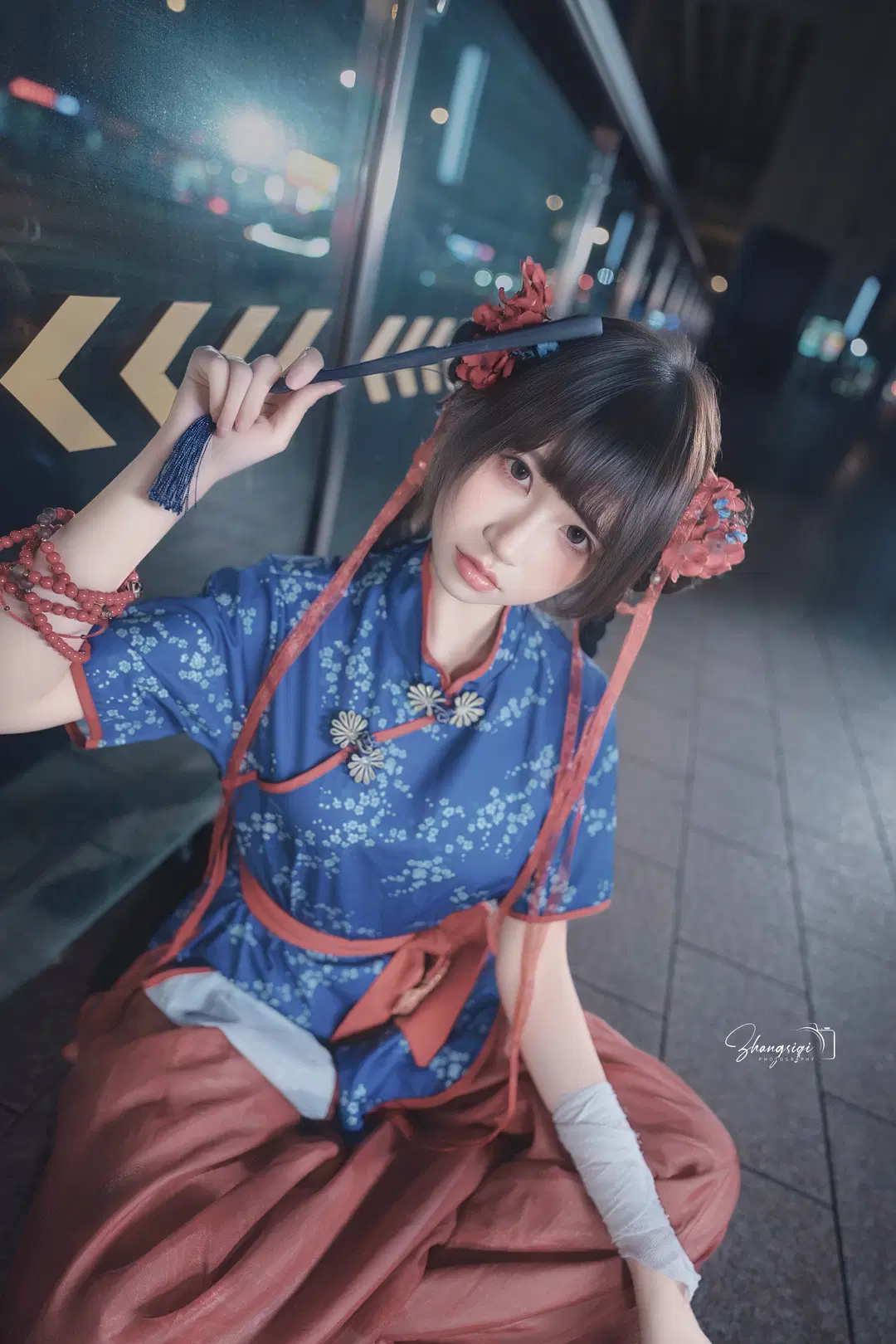 中華娘×武侠風の夜景ロケ撮影：下山した小師妹の都会紀行 - 坏坏孩子琦 - 2枚目