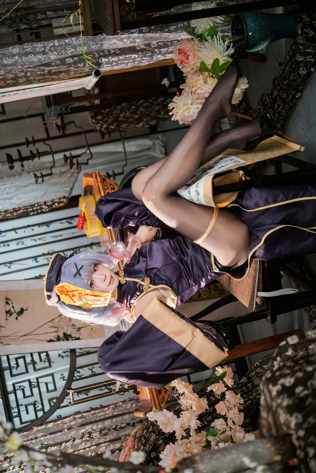 【Hatsune Miku Rabbit Hole little zombie cosplay】When Hatsune Miku Meets Chinese-Style Horror (Qipao cosplay & Black stockings) by 爱用富士的牛牛 - Image 2