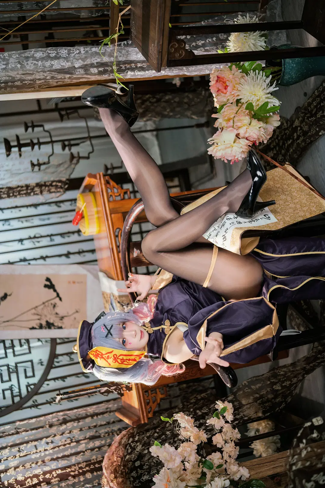 初音未來, 旗袍cos, 黑絲, 初音兔子洞小殭屍cos, 中式恐怖