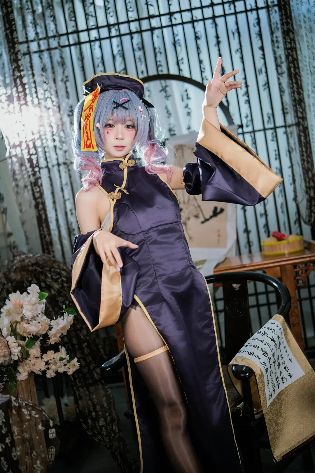 【Hatsune Miku Rabbit Hole little zombie cosplay】When Hatsune Miku Meets Chinese-Style Horror (Qipao cosplay & Black stockings) by 爱用富士的牛牛 - Image 5