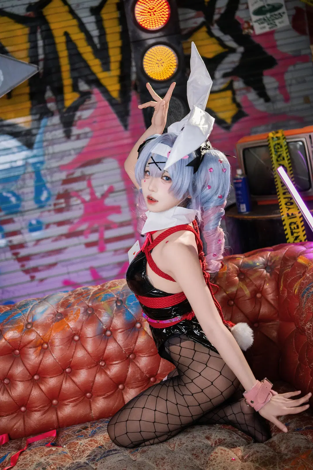 棚拍, 兔女郎, 初音未来cos, Vocaloid, 渔网袜