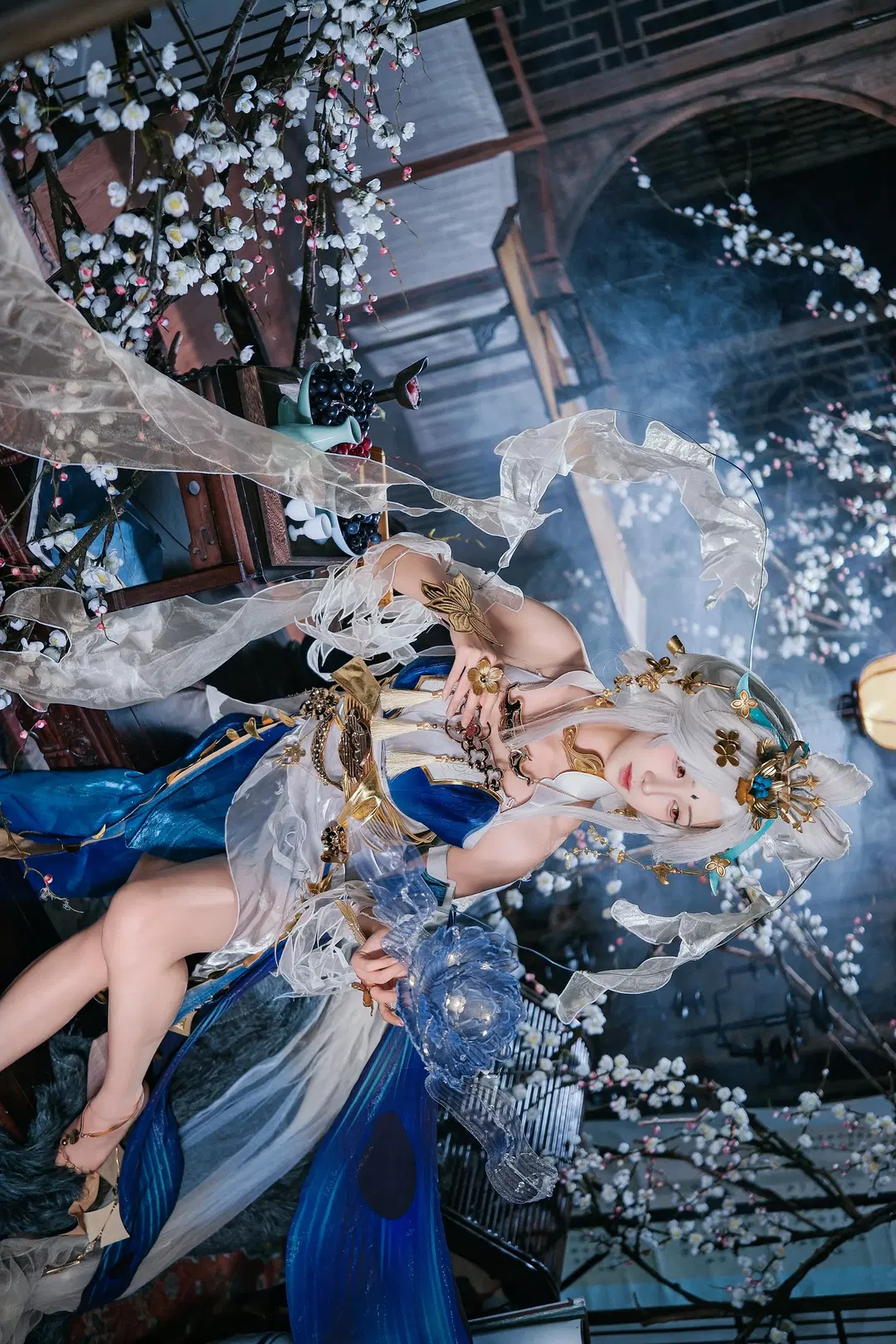 【嫦娥cos】王者荣耀落星盏，蓝白轻纱如梦似幻 - 爱用富士的牛牛 - 第4张