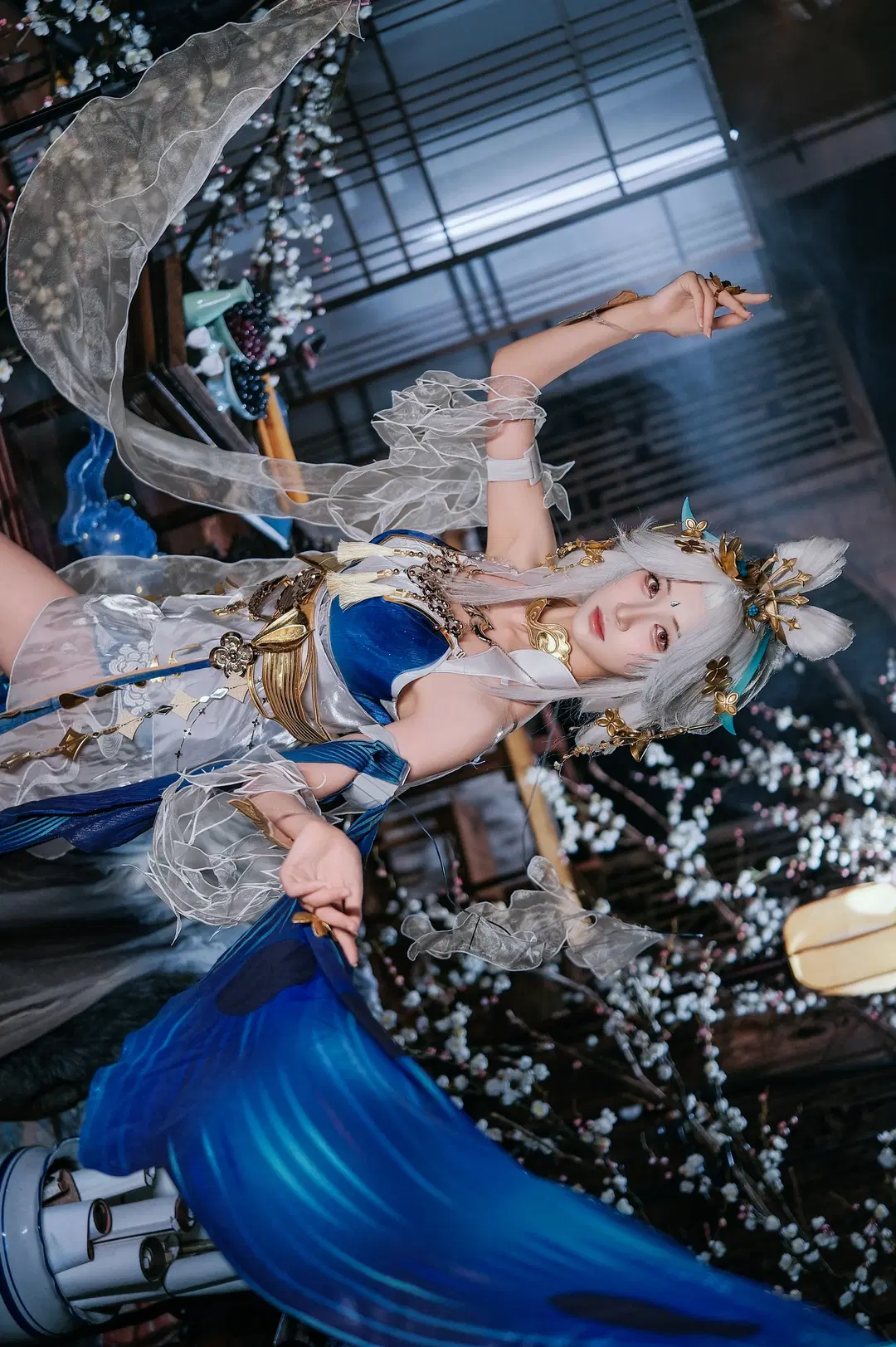 【嫦娥cos】王者荣耀落星盏，蓝白轻纱如梦似幻 - 爱用富士的牛牛 - 第5张