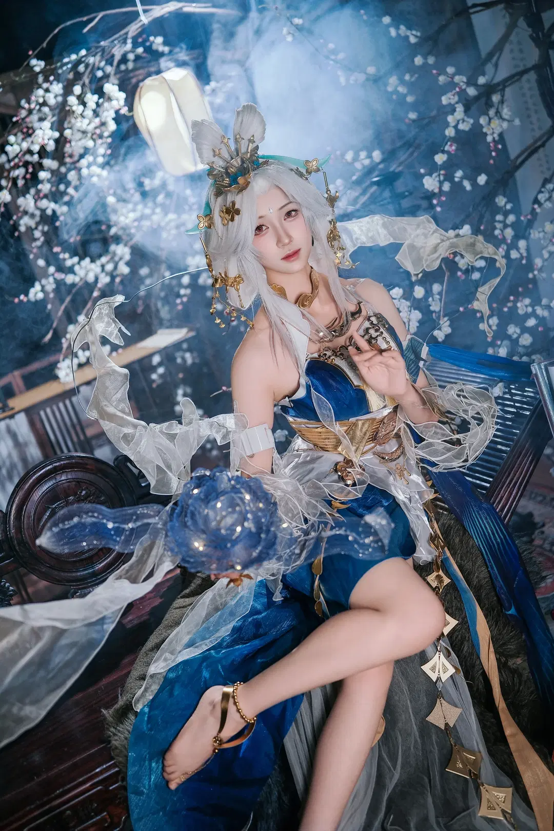 【嫦娥 コスプレ】『オナー・オブ・キングス』嫦娥「落星盞」：清冷と華麗が織りなす幻想美 - 爱用富士的牛牛 - 4枚目