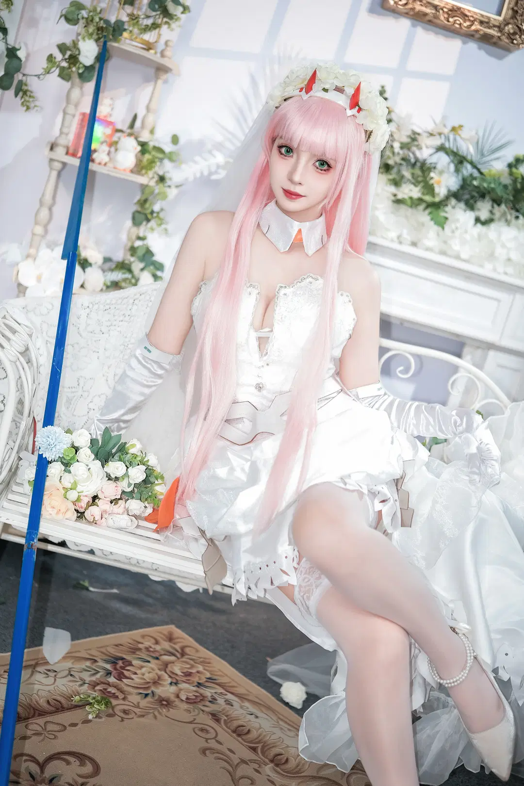 Bride, White stockings, Cosplay photography, Zero Two cosplay, Darling in the Franxx