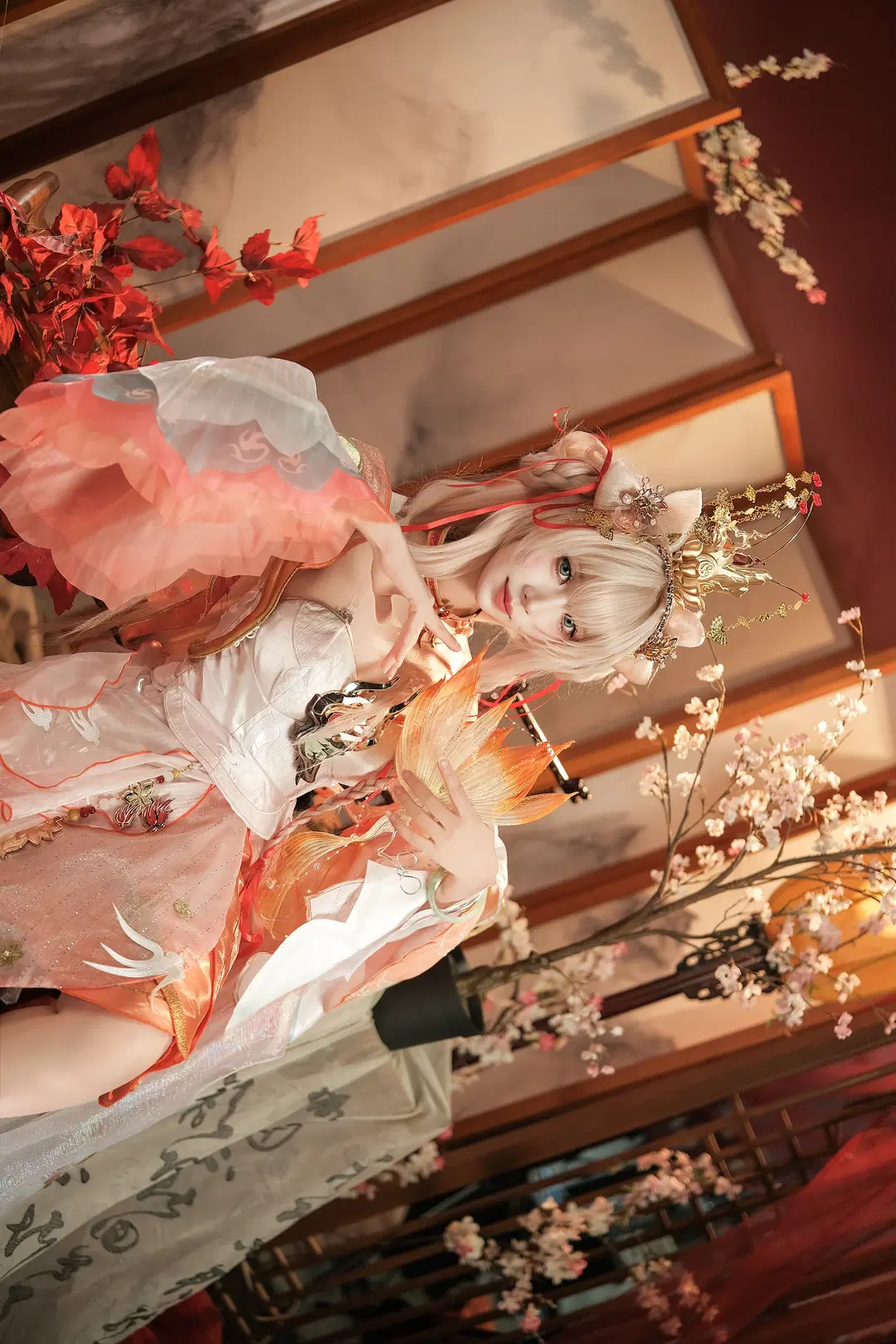 【西施コスプレ】『オナー・オブ・キングス』西施・続く相思コスプレ：ピンクとオレンジの薄紗を纏う心優しき女神 - 爱用富士的牛牛 - 3枚目