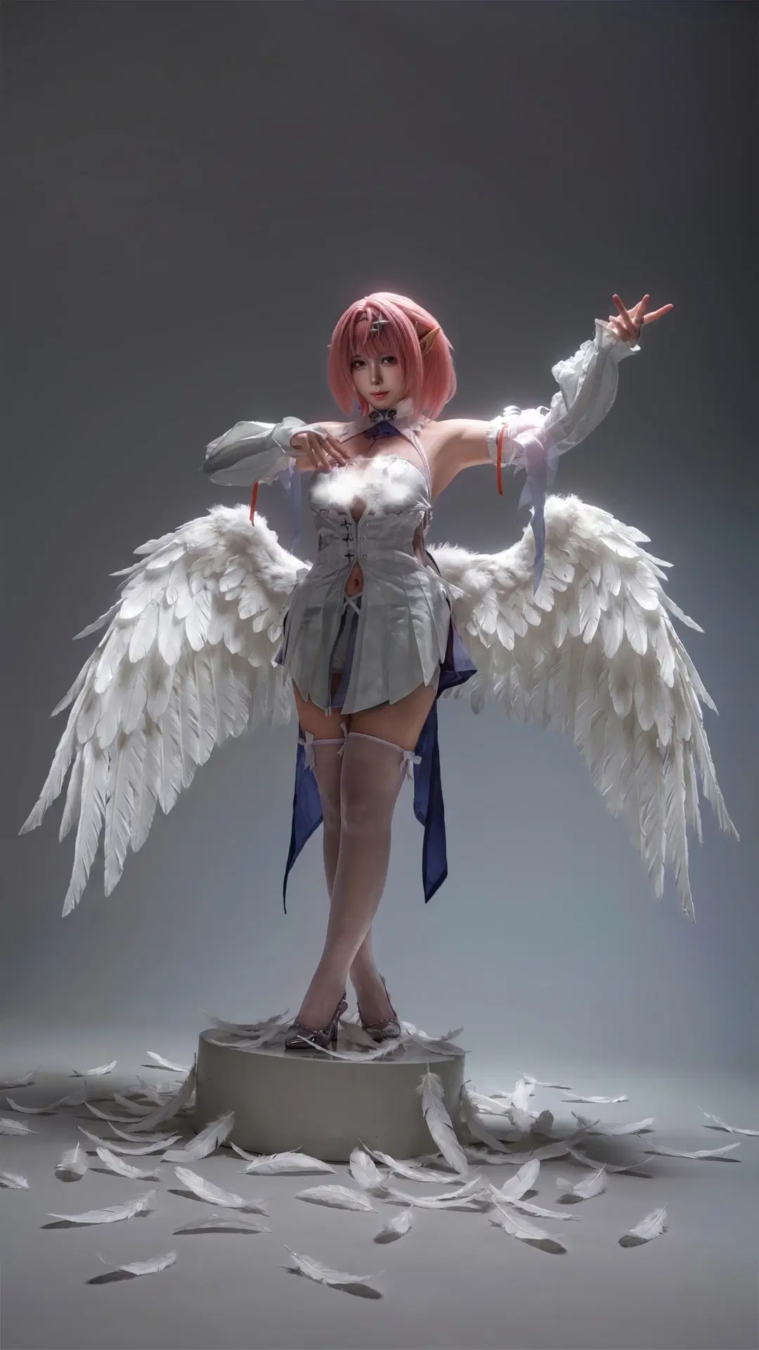 ゼンレスゾーンゼロ, レミエール コスプレ, 白ホリ撮影, ストッキング コスプレ, 湛江スタジオ撮影