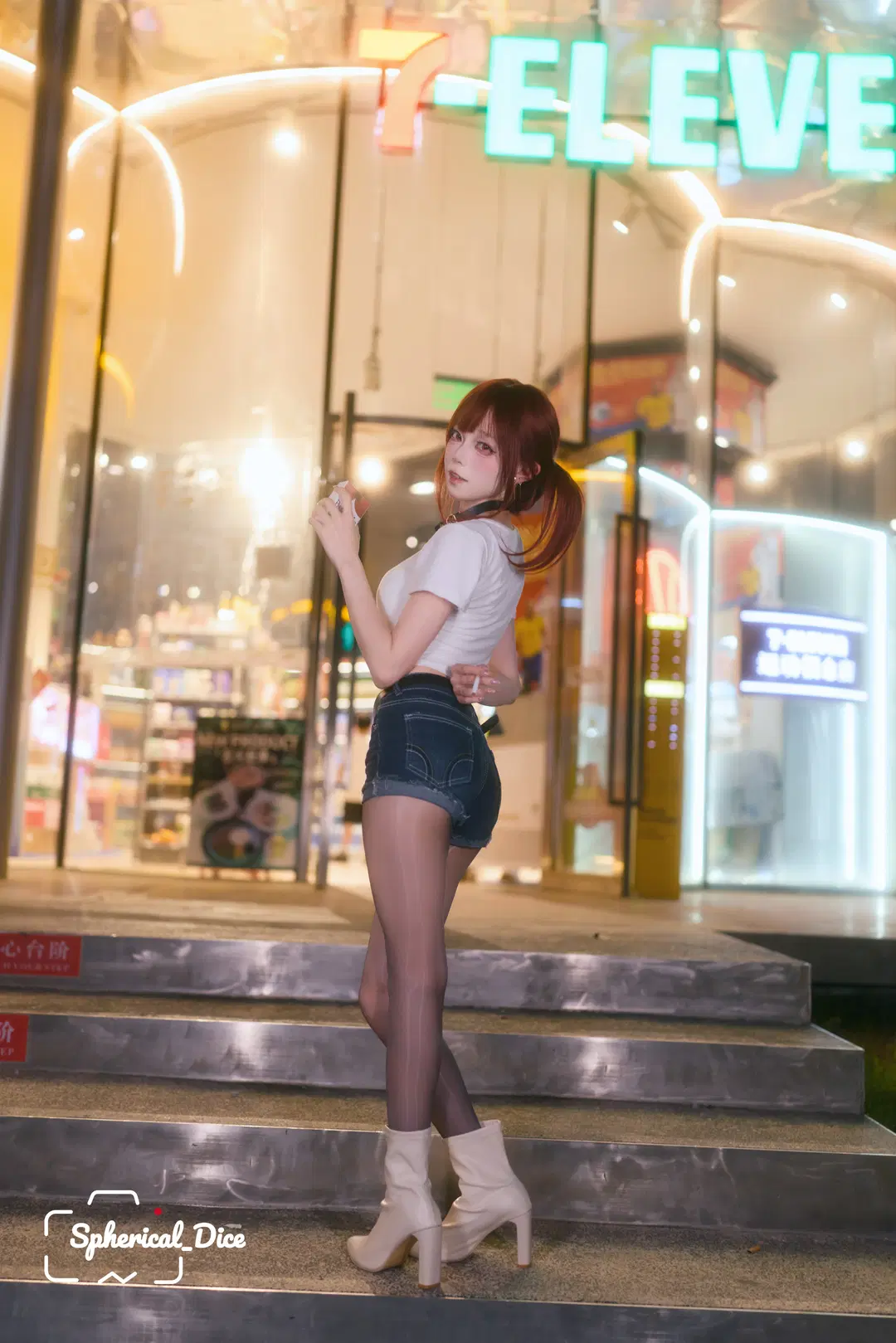 夜景人像, 黑丝, 山田小姐cos, 皮衣穿搭, 丝袜