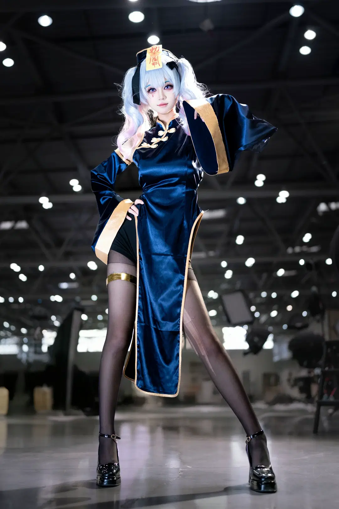 【初音ミク コスプレ】初音ミク『ラビットホール』小キョンシー：黒ストッキングとチャイナドレス（コスプレ） - Crym - 2枚目