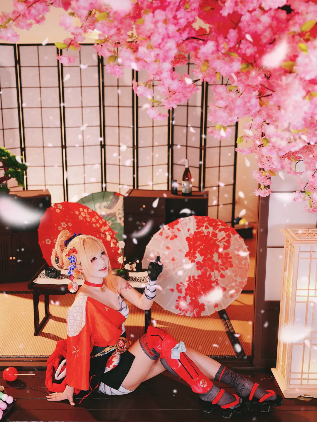 原神, 宵宫cos, 摄影心得, 日式和室, 樱花伞