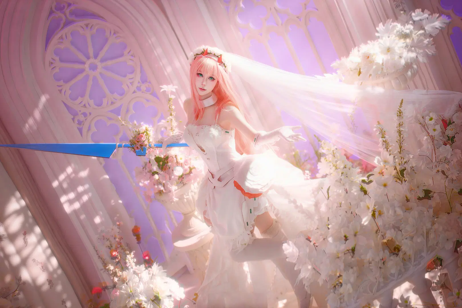 [Zero Two cosplay] DARLING in the FRANXX Bride Styling: A Bridal Dream in Pink by 店长DD - Image 3