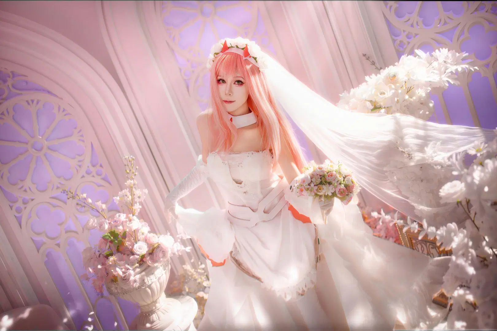 [Zero Two cosplay] DARLING in the FRANXX Bride Styling: A Bridal Dream in Pink by 店长DD - Image 5