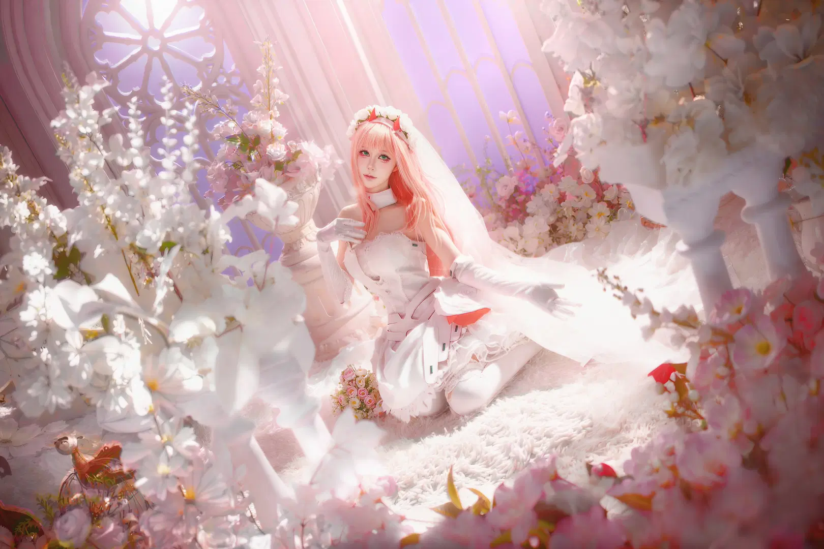 [Zero Two cosplay] DARLING in the FRANXX Bride Styling: A Bridal Dream in Pink by 店长DD - Image 6