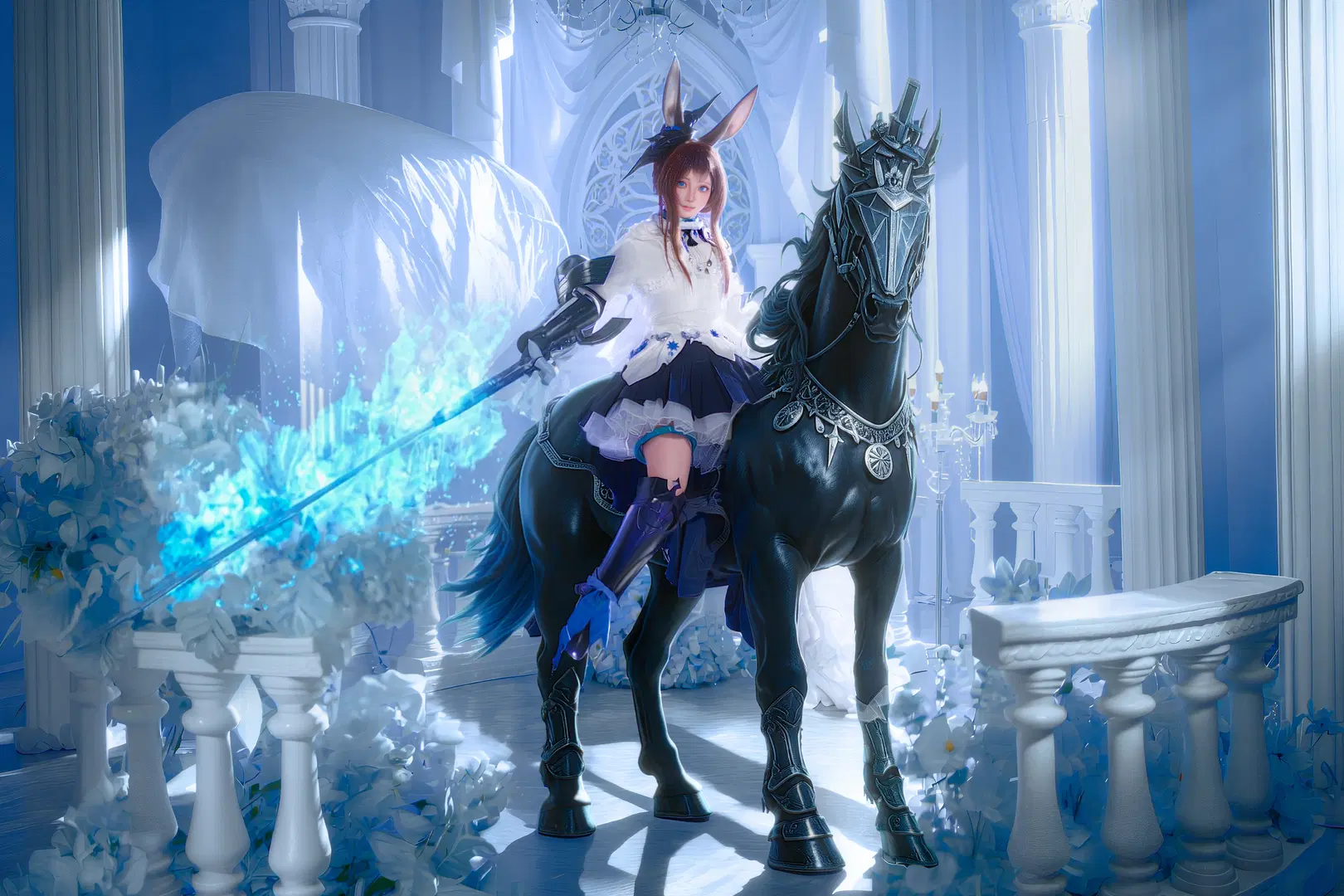【阿米娅cos】明日方舟兔耳少女化身黑马骑士，白色圣殿里的幽蓝魔法 - 店长DD - 第3张