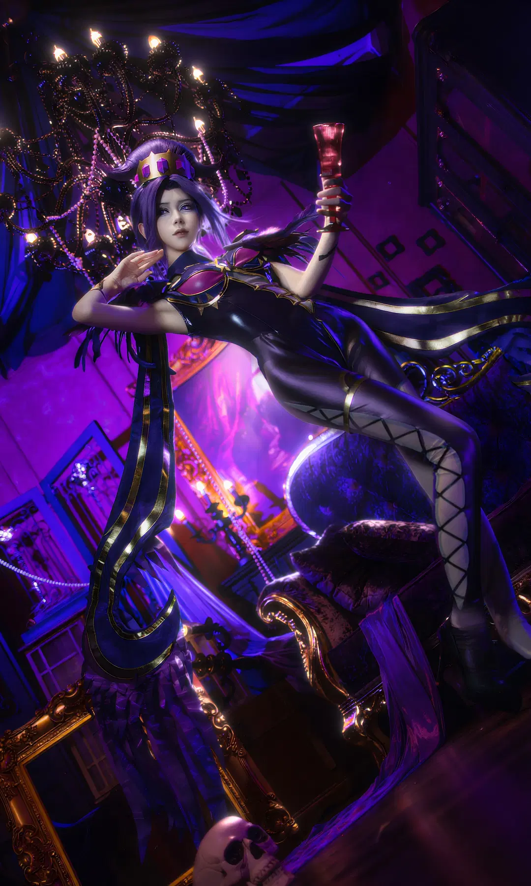 【Miyue cosplay】Honor of Kings Dark Queen Descends: A Gorgeous Collision of Wine Glass and Skull