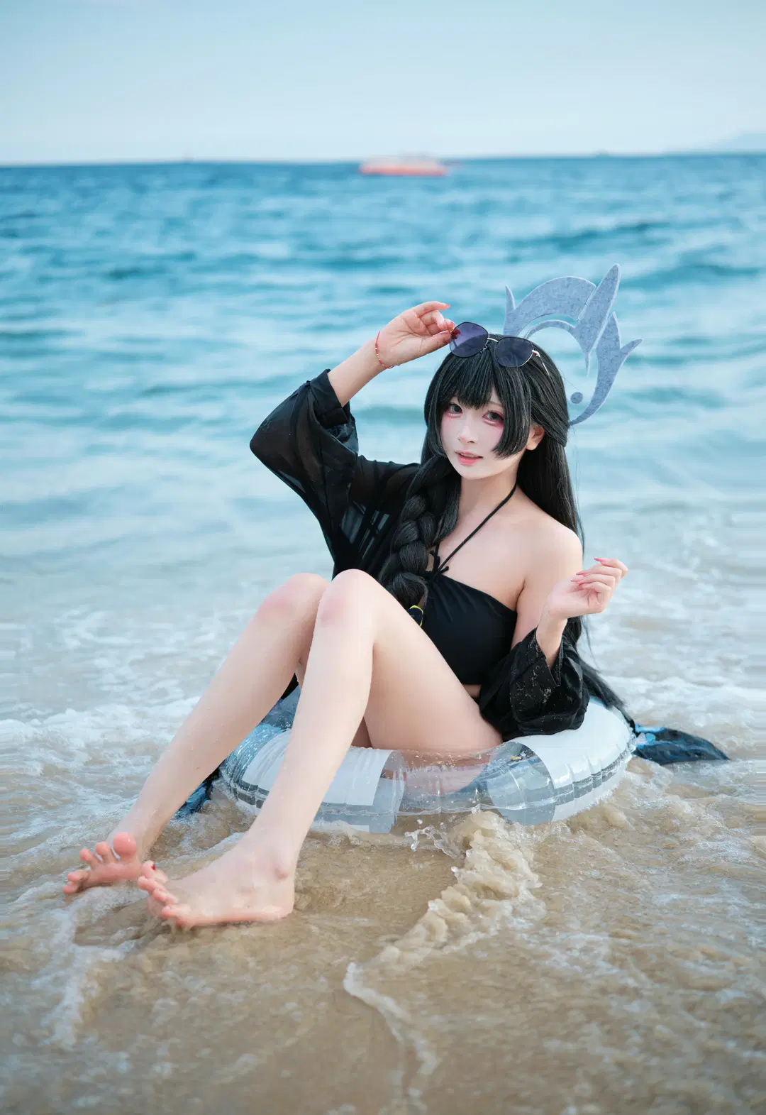 蔚蓝档案, 妃咲cos, 碧蓝档案, 海边cosplay, 水着cos