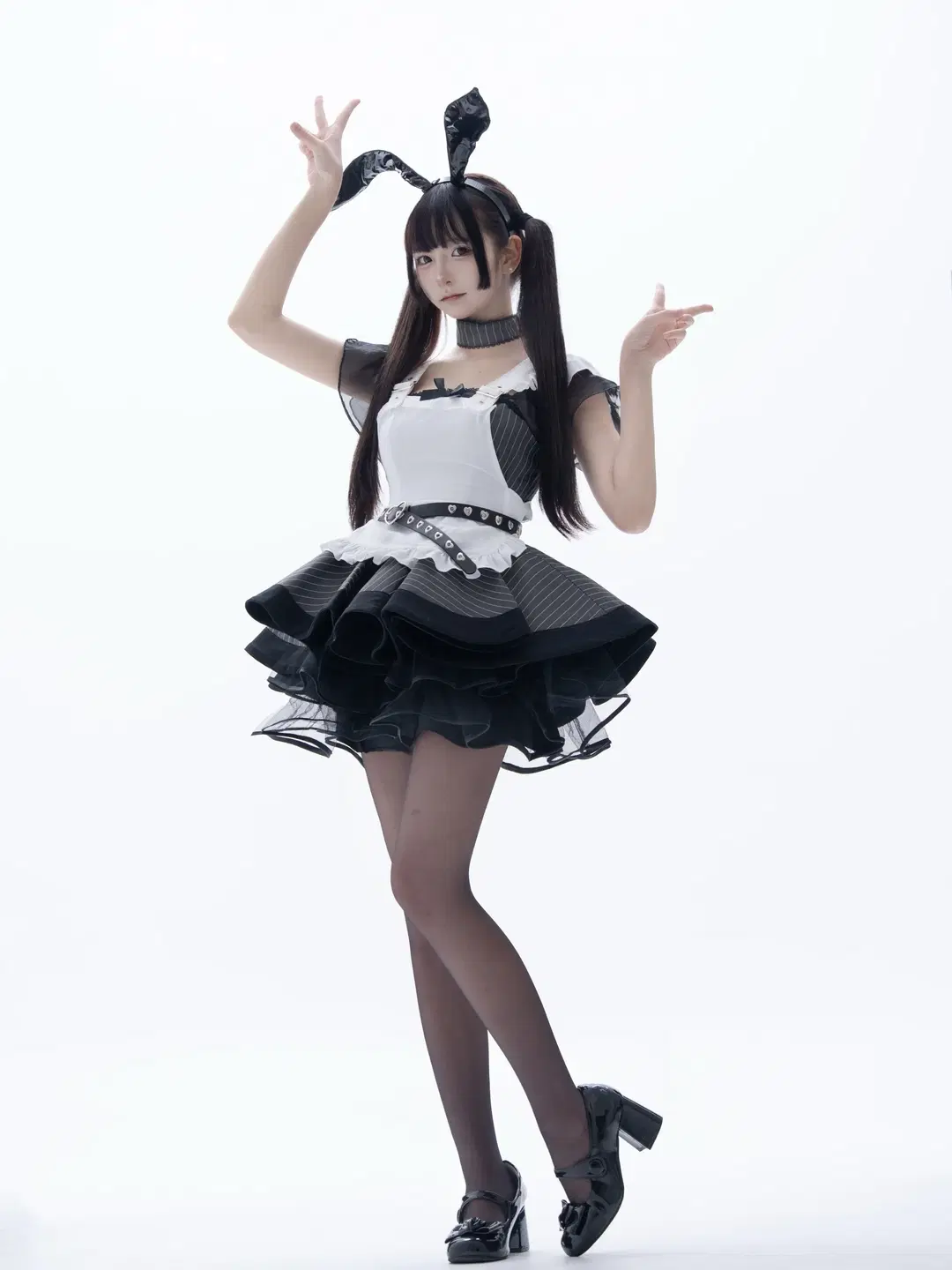黑丝, 棚拍人像, 女仆装cos, 原创cosplay, 兔耳发箍