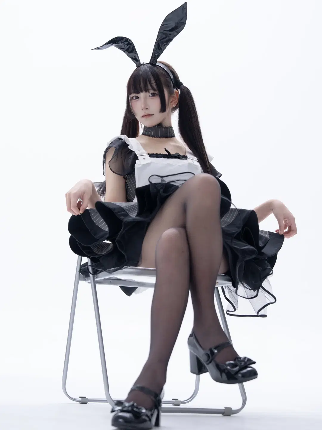 女仆至上主义, 黑丝, 双马尾, 女仆装cos, 棚拍写真