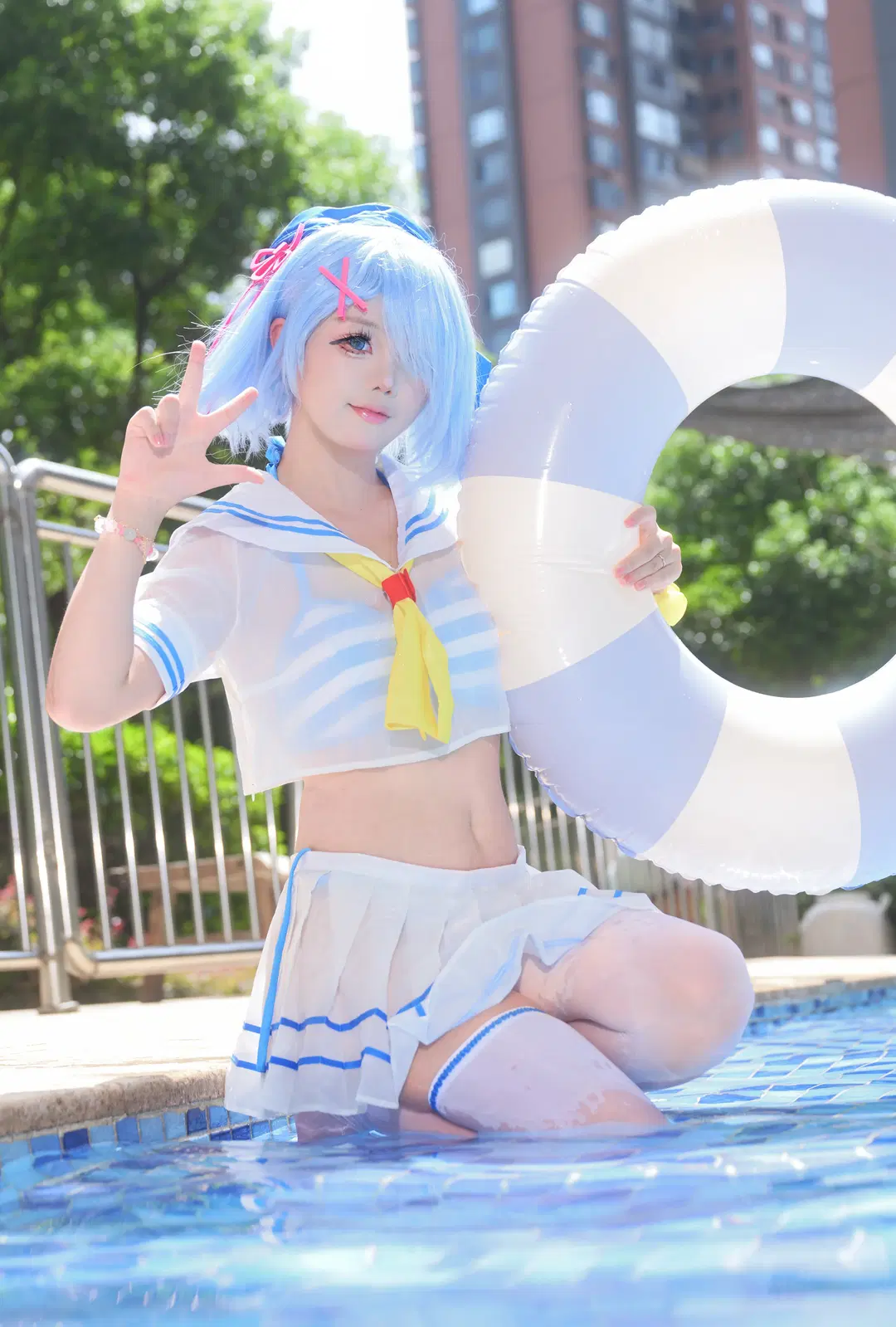 【蕾姆cos】从零开始的异世界，夏日泳池边的蓝色心动 - 暃暃公主 - 第3张