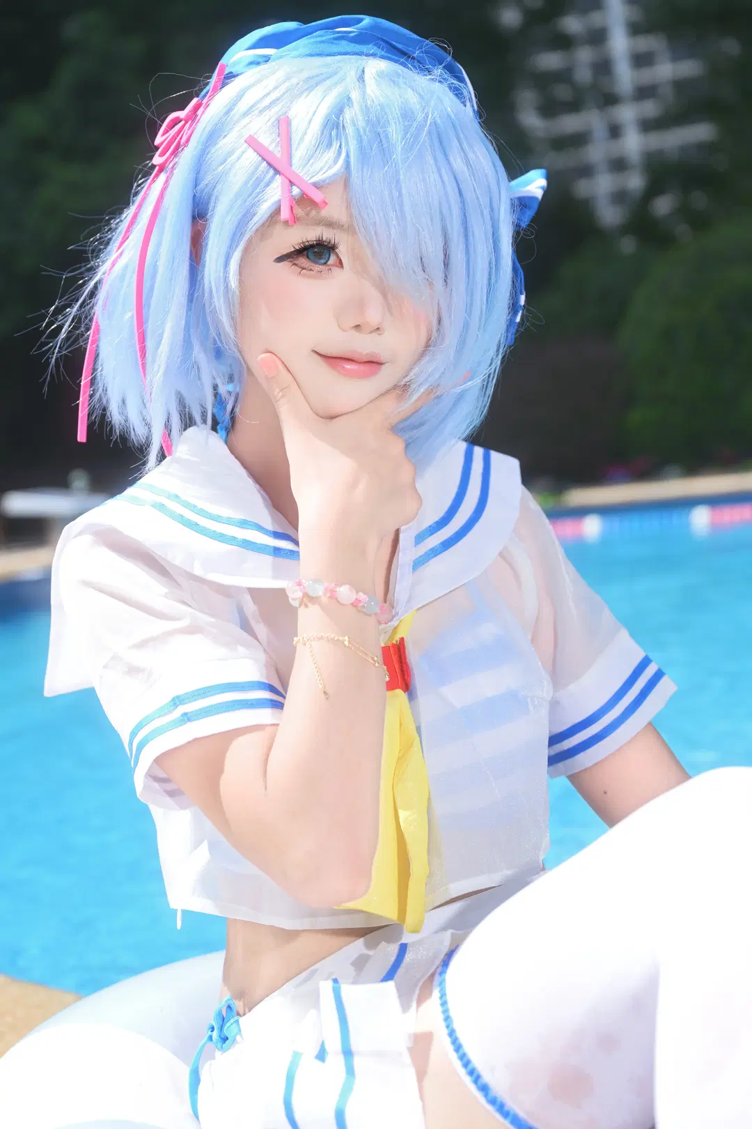 【蕾姆cos】从零开始的异世界，夏日泳池边的蓝色心动 - 暃暃公主 - 第4张