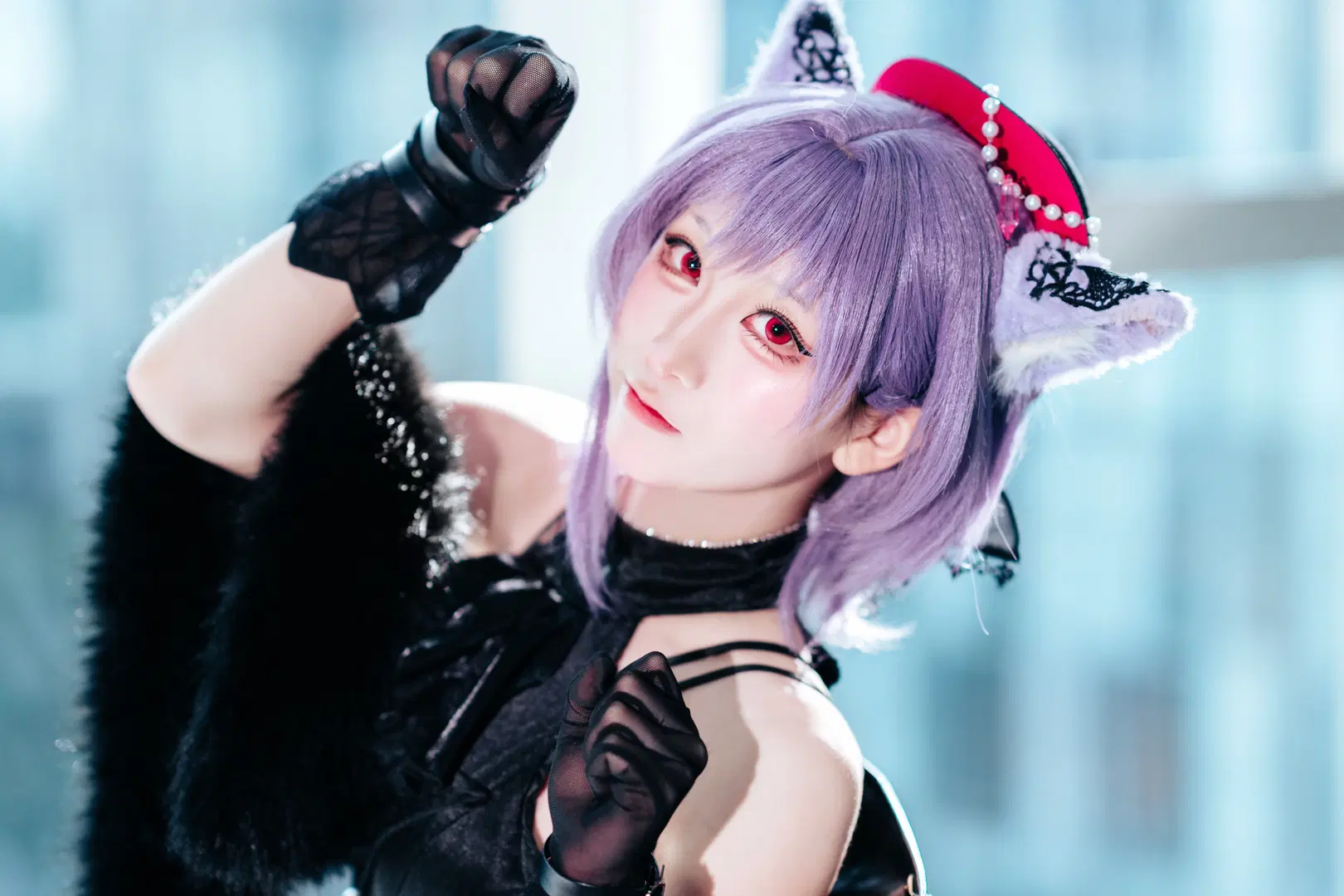 【祐天寺にゃむ コスプレ】ホタルACGエキスポに降臨した黒×ピンクのロックキャット：バンドリ！＆アヴェムジカ（黒ストッキング） - zbw-满满满满 - 10枚目