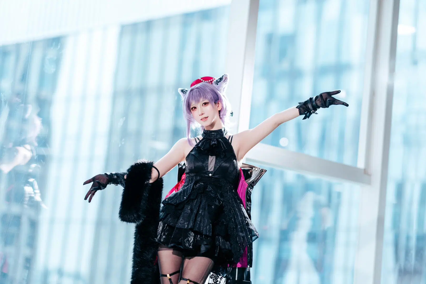 【祐天寺にゃむ コスプレ】ホタルACGエキスポに降臨した黒×ピンクのロックキャット：バンドリ！＆アヴェムジカ（黒ストッキング） - zbw-满满满满 - 12枚目