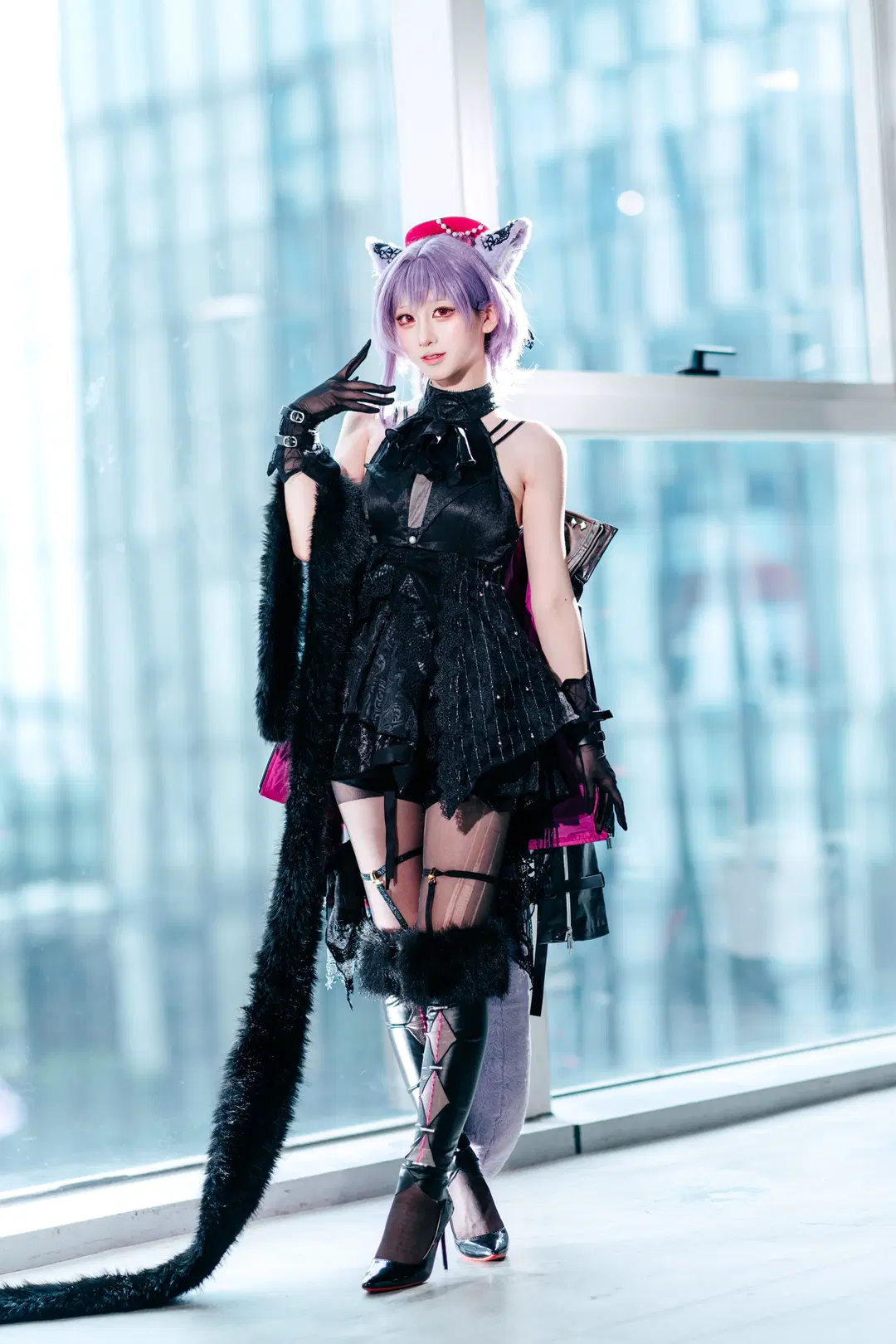 【祐天寺にゃむ コスプレ】ホタルACGエキスポに降臨した黒×ピンクのロックキャット：バンドリ！＆アヴェムジカ（黒ストッキング） - zbw-满满满满 - 7枚目